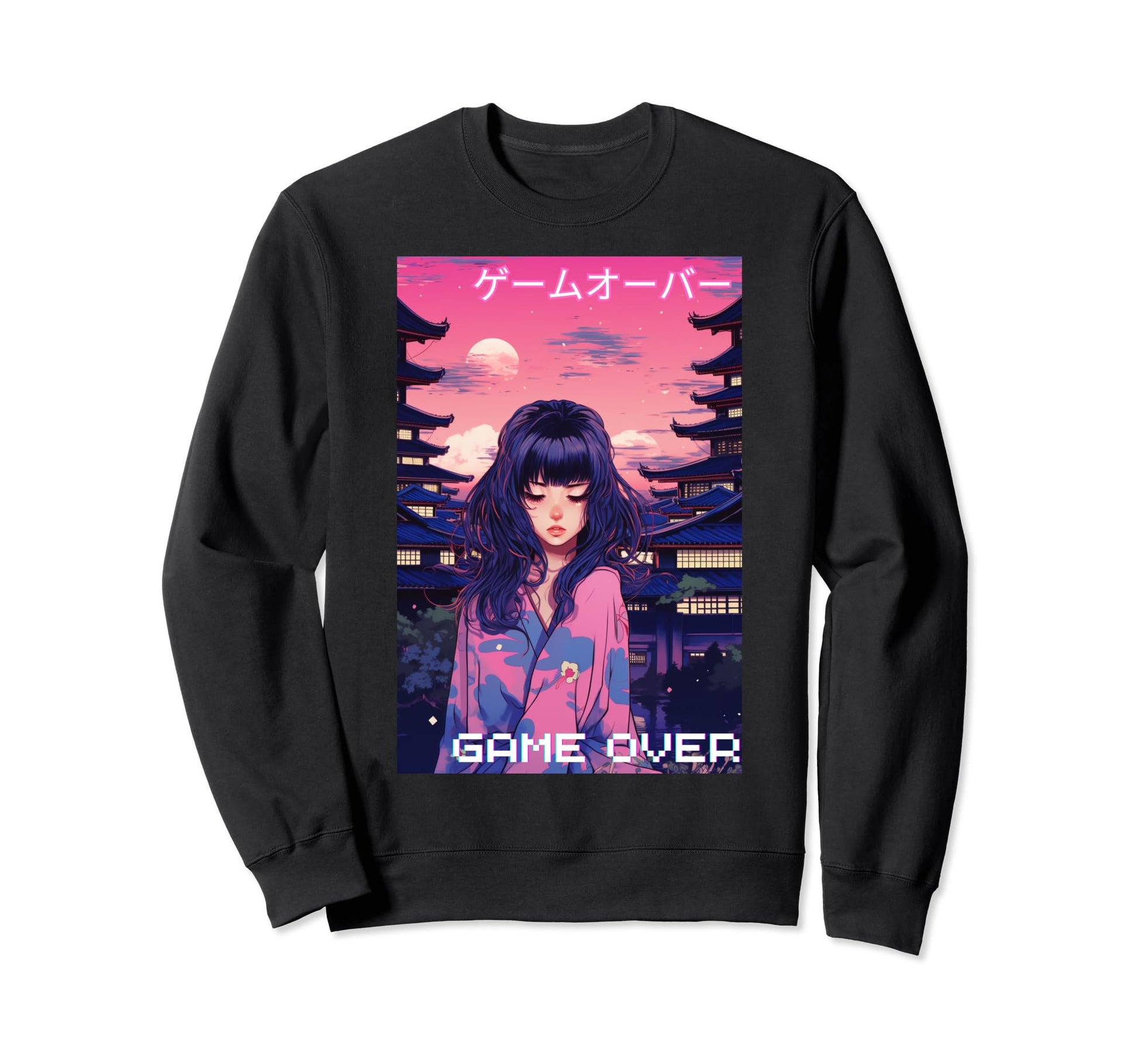 Japanese Vaporwave Sad Anime Sweatshirt - Fun Novelty Design for Adults - T-Shirt, Sweatshirt, Hoodie