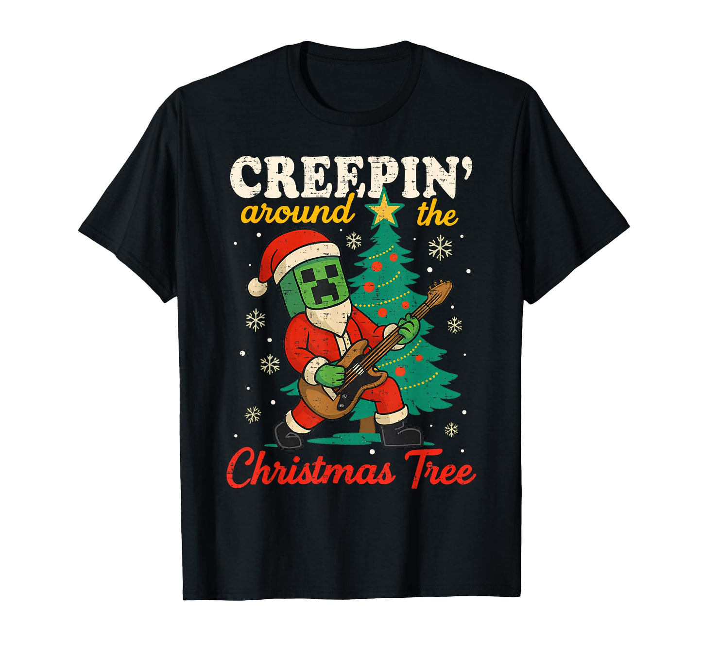 Funny Santa Rock Creepin Around Tree T-Shirt - Novelty Apparel Men Women - T-Shirt, Sweatshirt, Hoodie