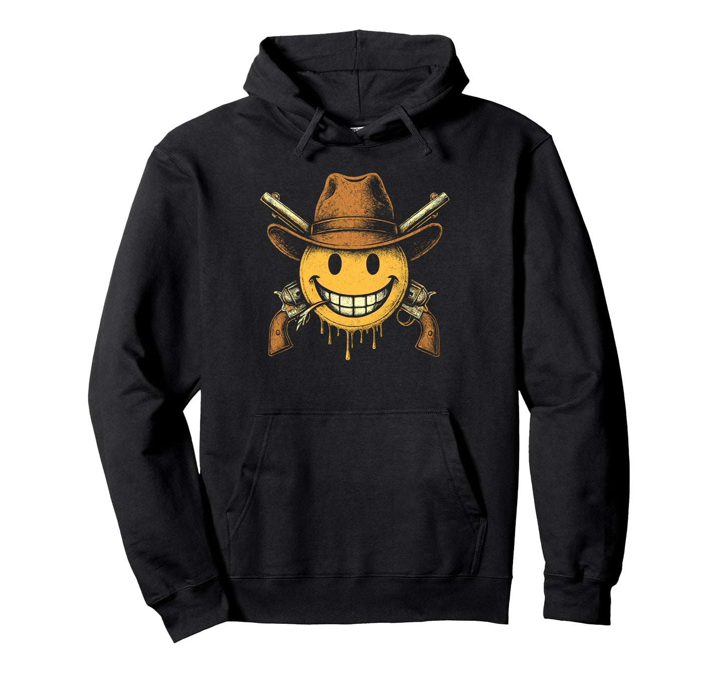 Cowboy Smile Face Hoodie - Unique Graphic Unisex - T-Shirt, Sweatshirt, Hoodie