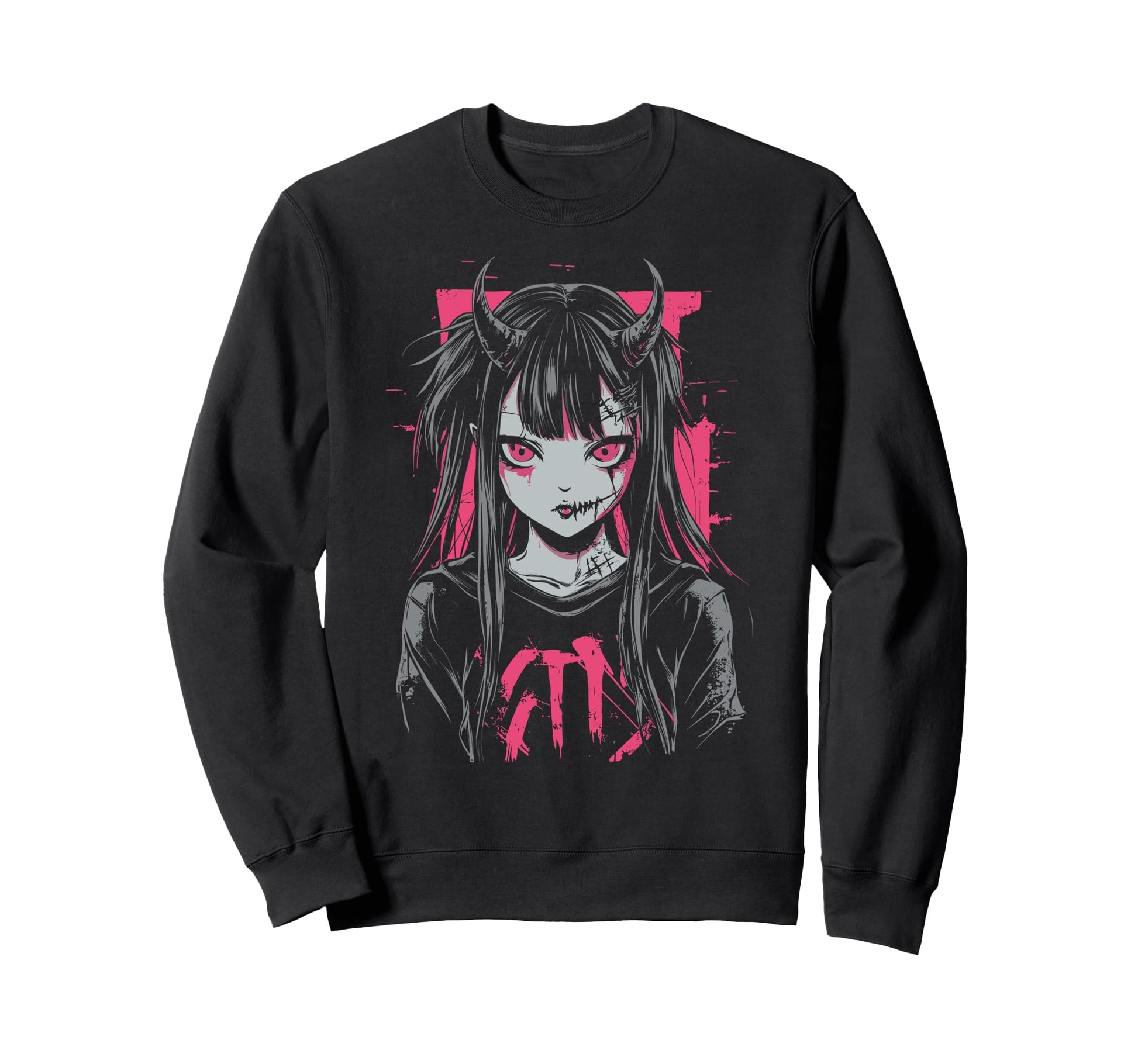 Anime Horror Aesthetic Vaporwave Sweatshirt - Minimalist Print Unisex - T-Shirt, Sweatshirt, Hoodie