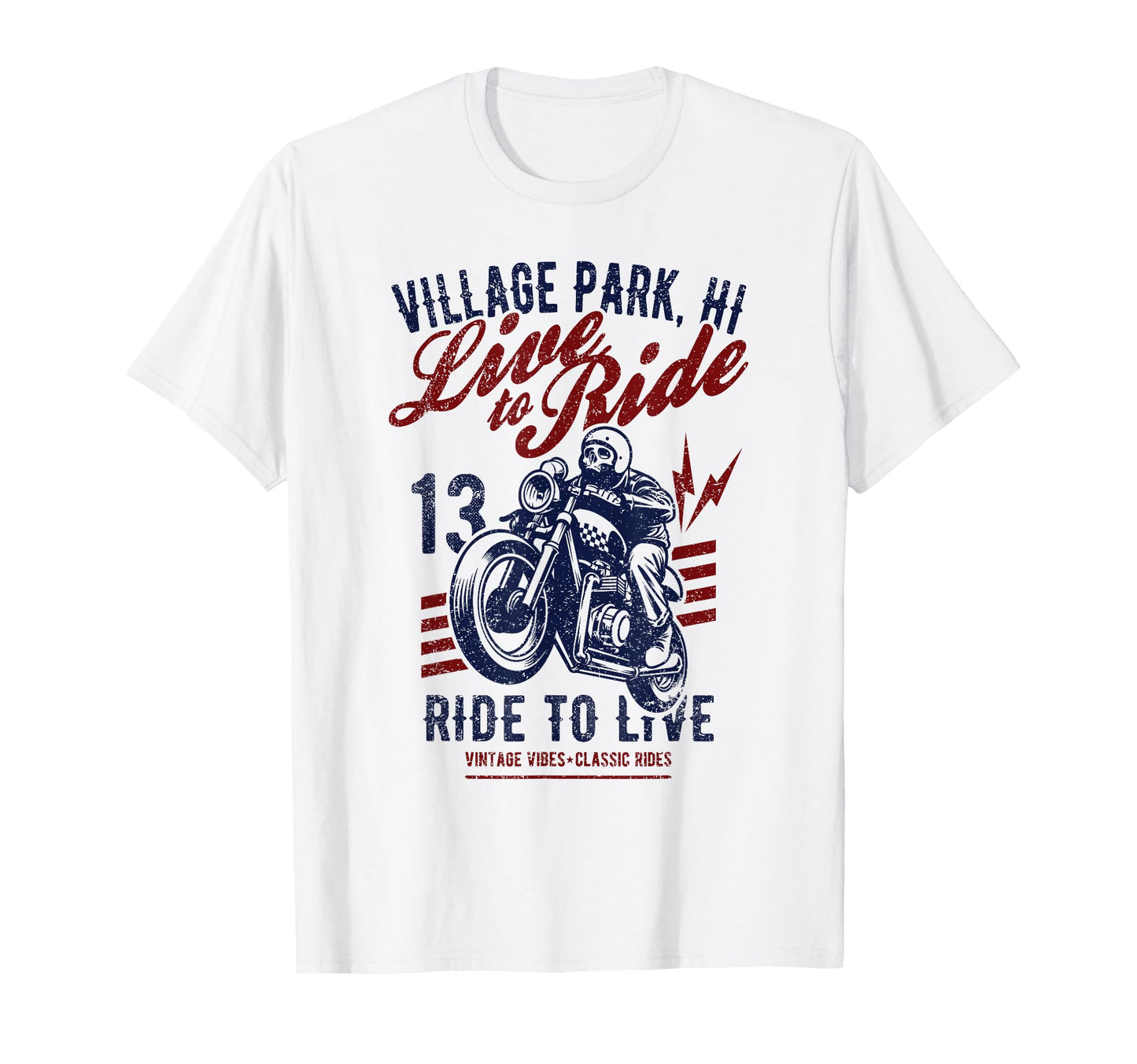 Village Park Hawaii Motorcycle Skull T-Shirt - Custom Art Print for Adults - T-Shirt, Sweatshirt, Hoodie