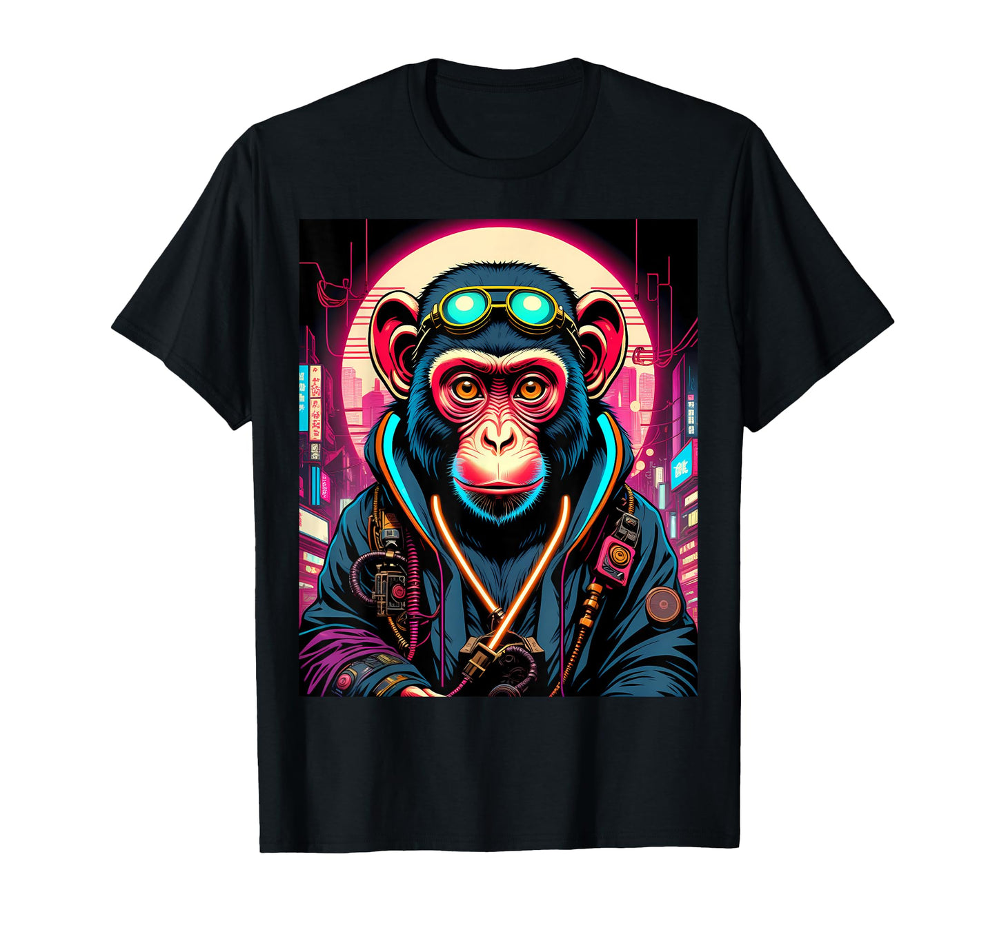 Japanese Vaporwave Monkey 80S Synthwave T-Shirt - Graphic Print Unisex - T-Shirt, Sweatshirt, Hoodie