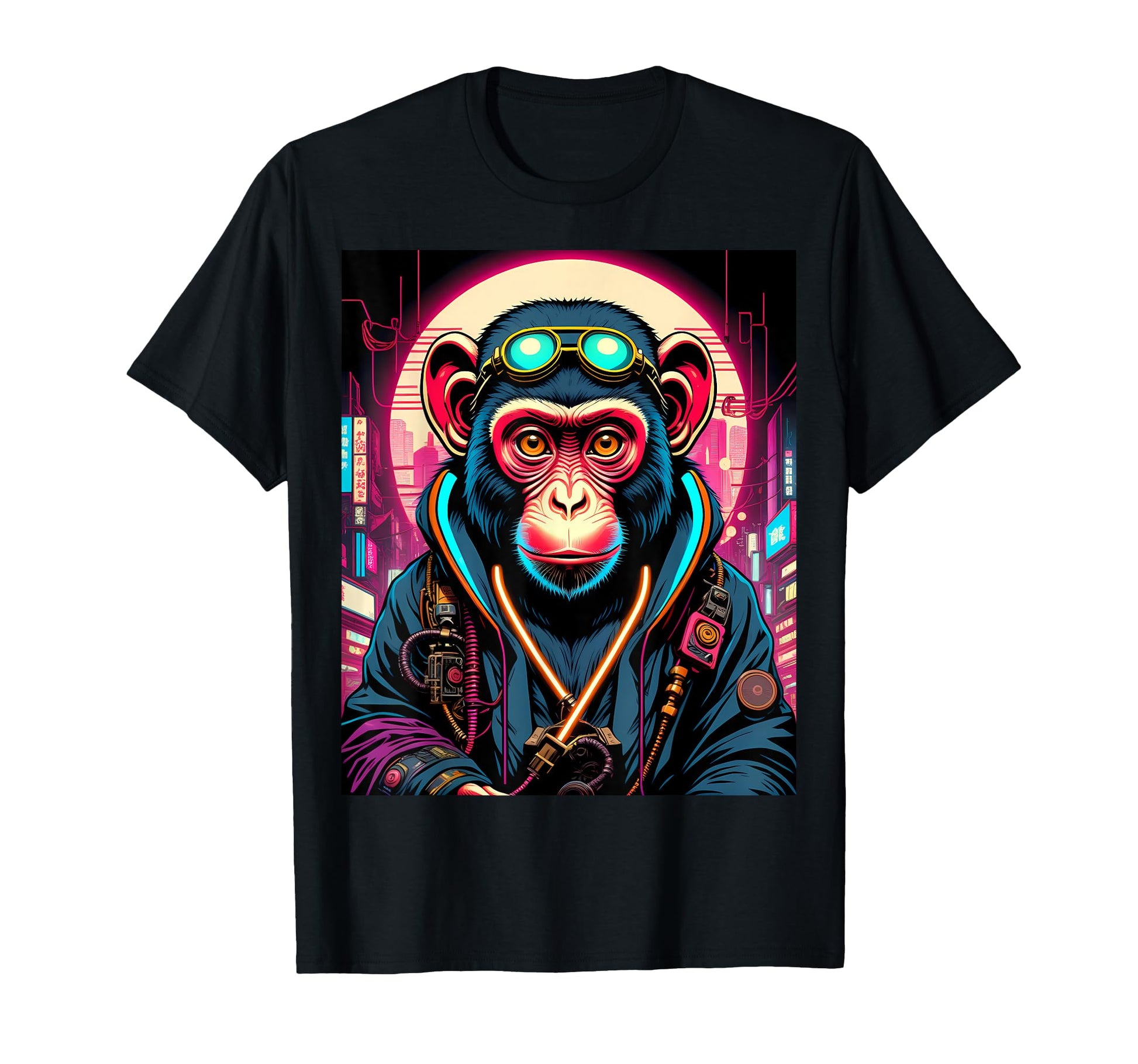 Japanese Vaporwave Monkey 80S Synthwave T-Shirt - Graphic Print Unisex - T-Shirt, Sweatshirt, Hoodie