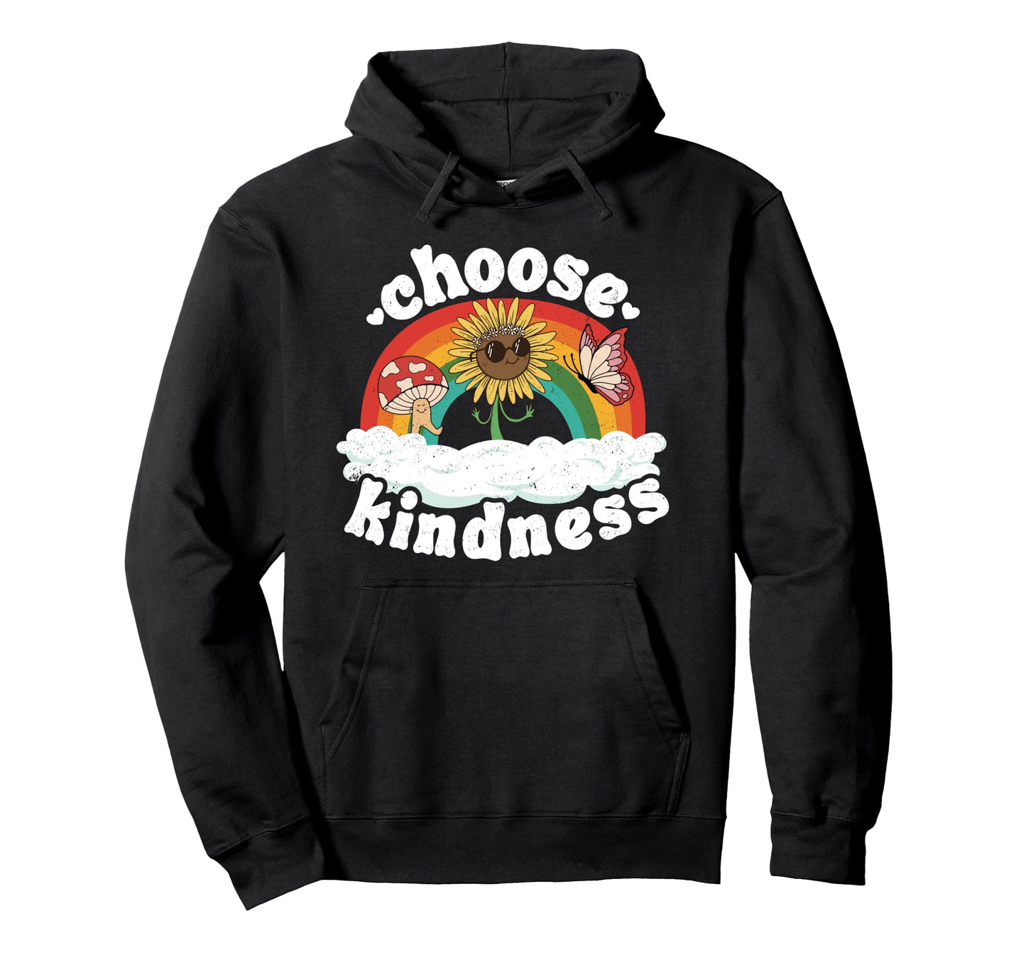 Positive Sunflower Rainbow Peace Hoodie - Trendy Graphic for Adults - T-Shirt, Sweatshirt, Hoodie