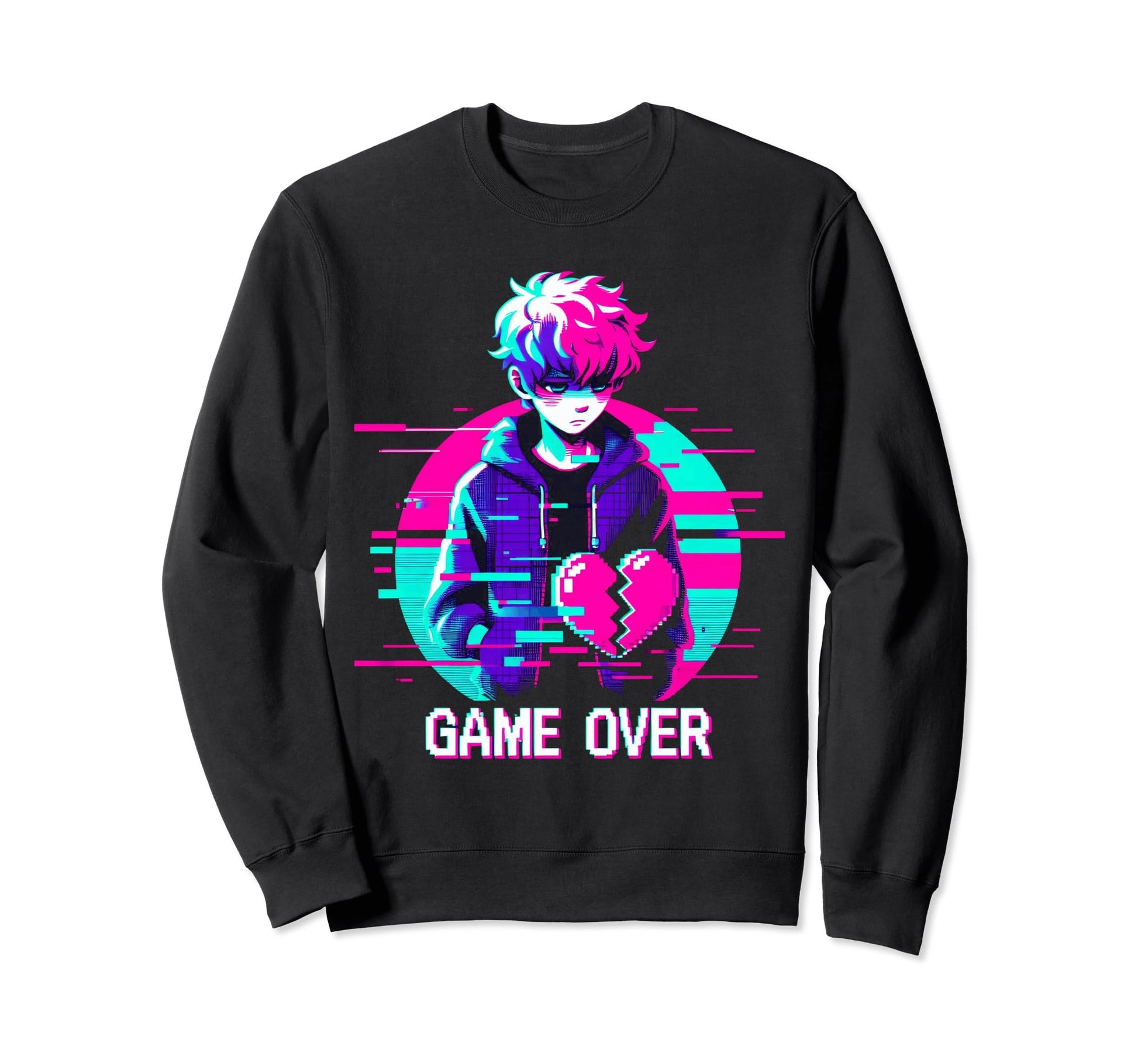 Sad Anime Gamer Japanese Vaporwave Sweatshirt - Unique Graphic for Adults - T-Shirt, Sweatshirt, Hoodie