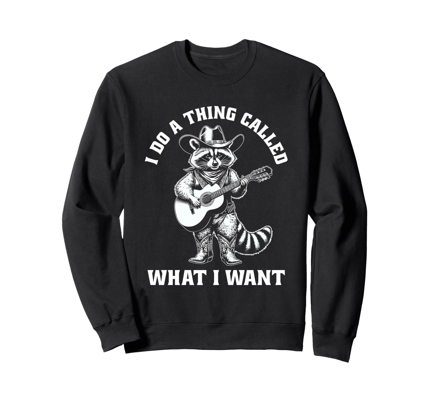 Cowboy Raccoon Guitar Funny Sweatshirt - Minimalist Print Men Women - T-Shirt, Sweatshirt, Hoodie