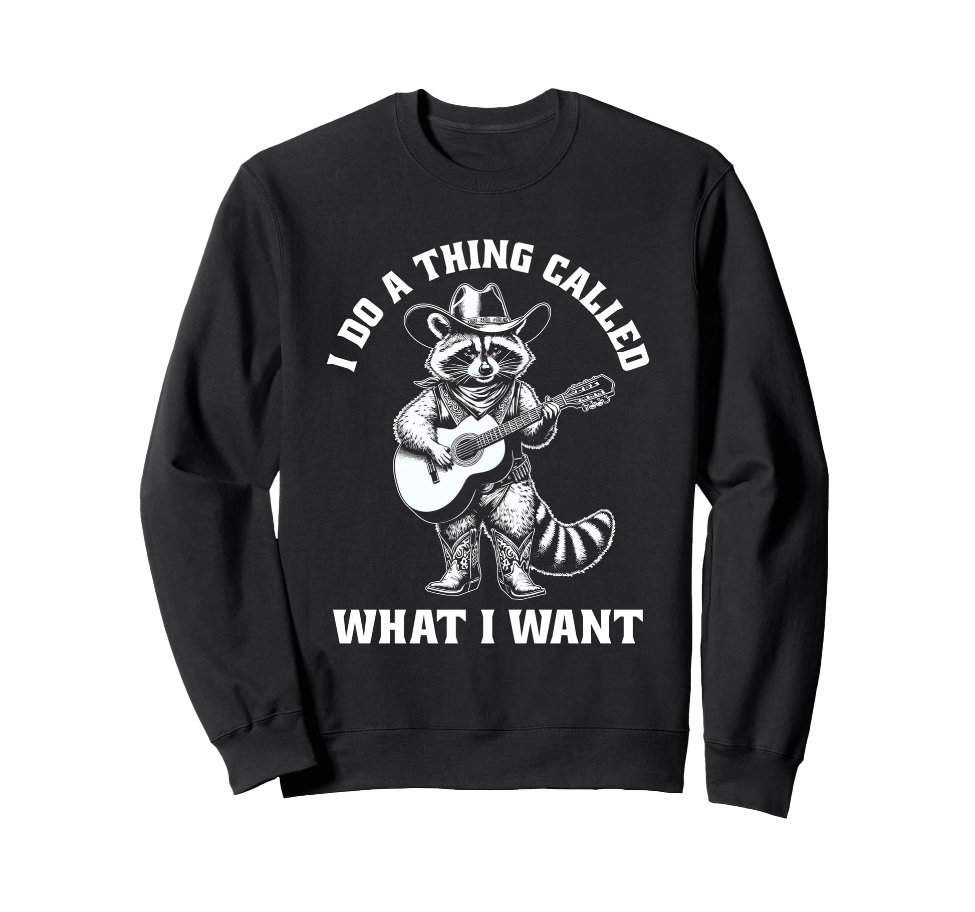 Cowboy Raccoon Guitar Funny Sweatshirt - Minimalist Print Men Women - T-Shirt, Sweatshirt, Hoodie