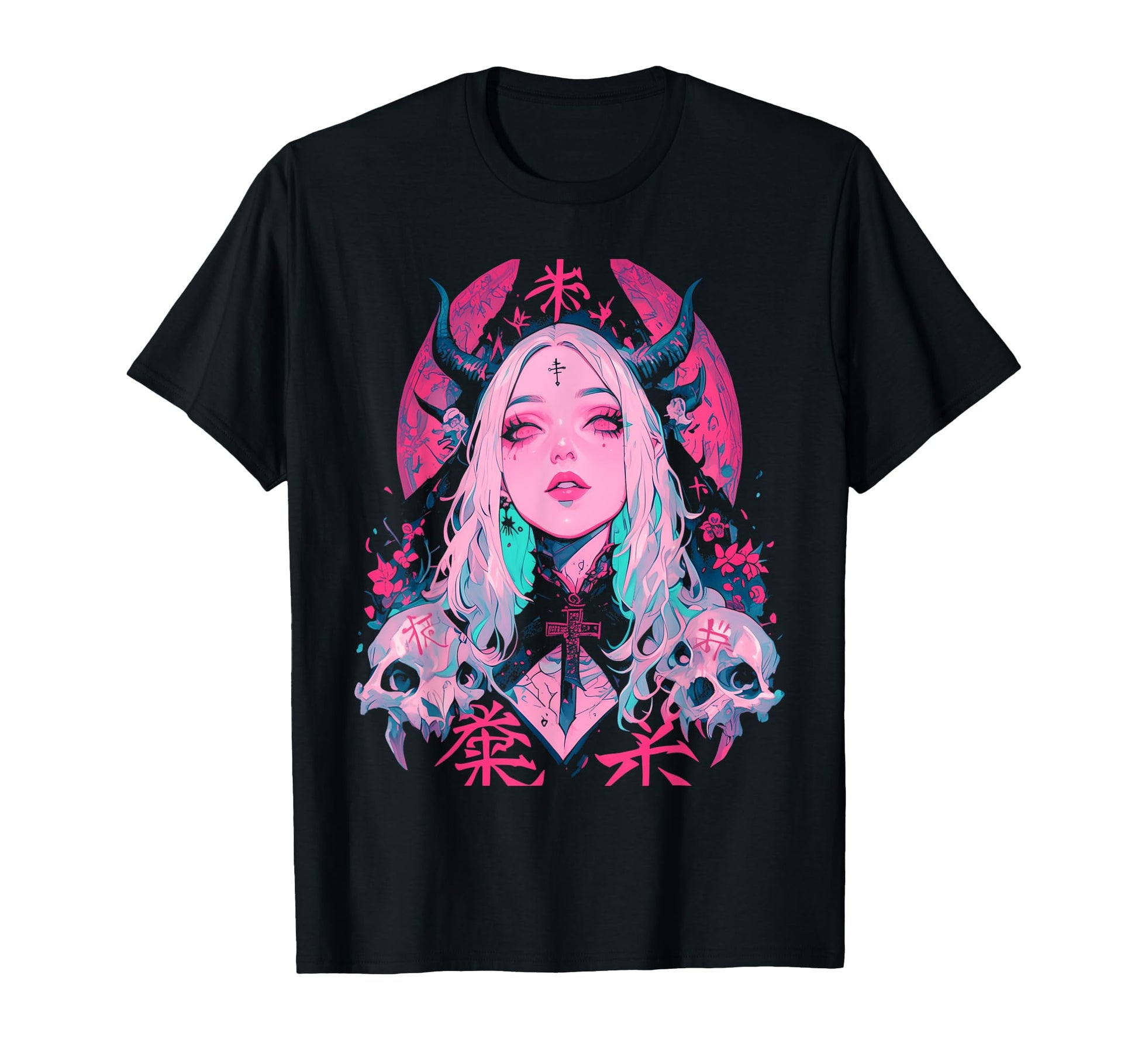 Goth Grunge Demon Anime Waifu Horror T-Shirt - Minimalist Print Men Women - T-Shirt, Sweatshirt, Hoodie
