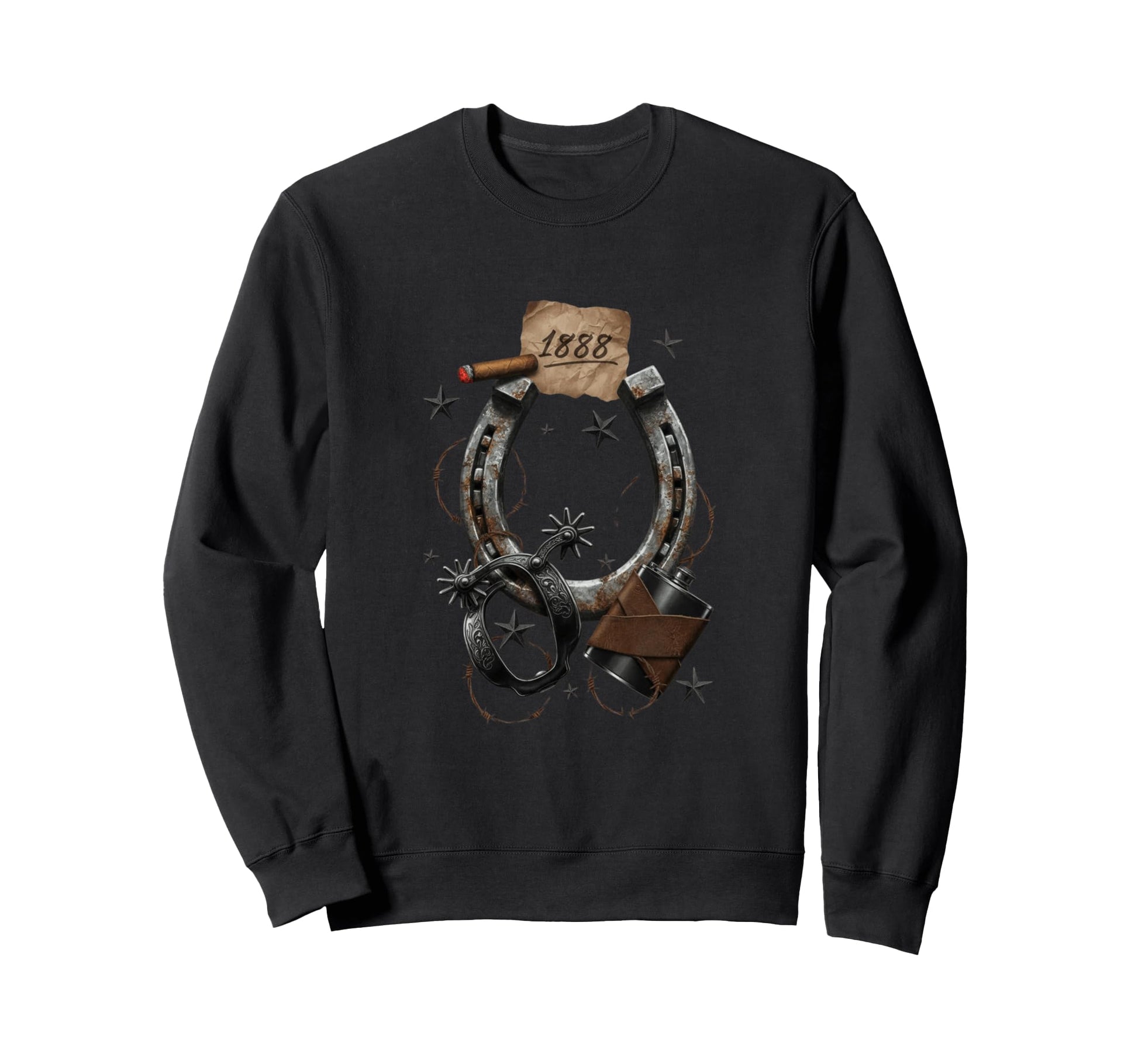 Western Revolver Stars Barbed Wire Sweatshirt - Trendy Graphic for Adults - T-Shirt, Sweatshirt, Hoodie