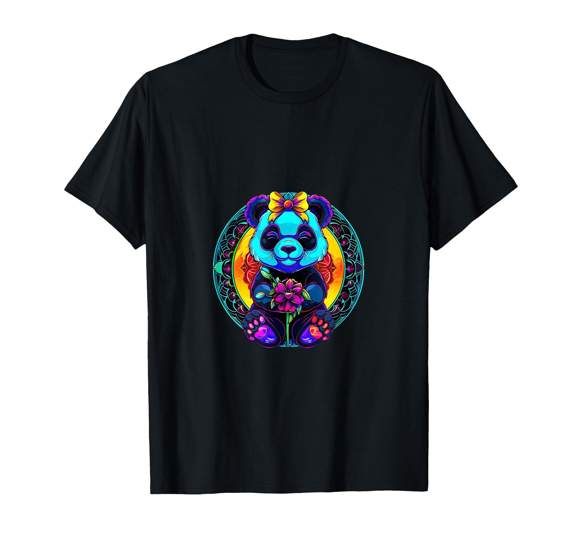 Streetwear Synthwave 80S 90S Panda Flowers T-Shirt - Graphic Print Unisex - T-Shirt, Sweatshirt, Hoodie