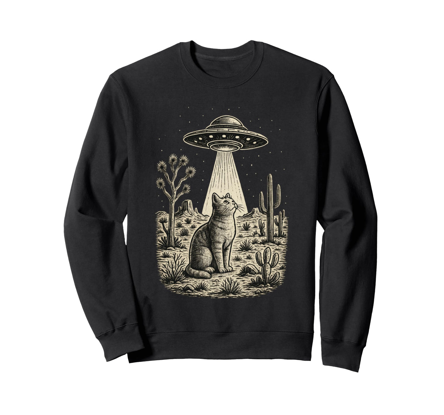 Cowboy Alien Cat Ufo Western Sweatshirt - Streetwear Style Men Women - T-Shirt, Sweatshirt, Hoodie