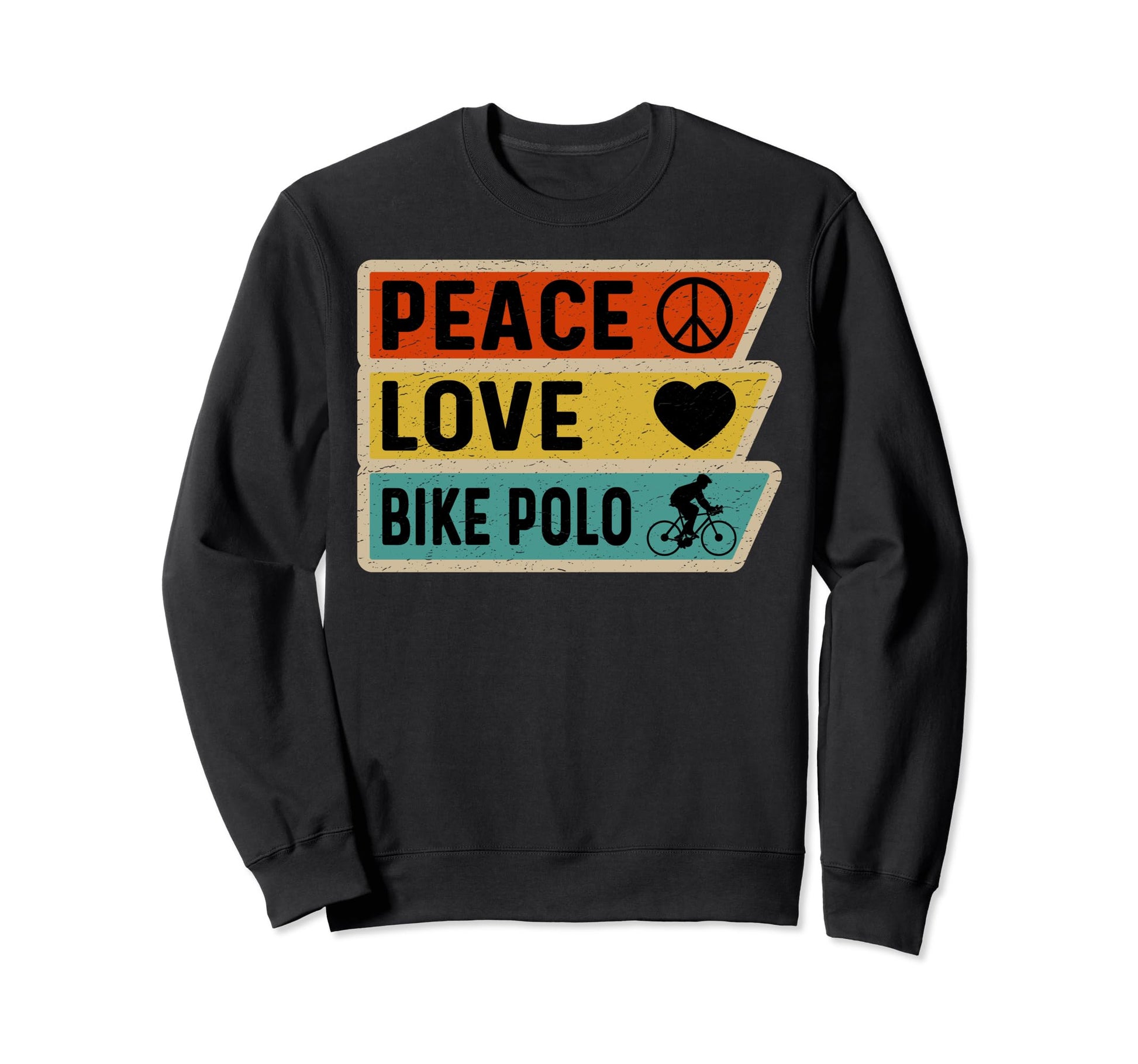 Distressed Peace Sign Love Bike Sweatshirt - Minimalist Print for Adults - T-Shirt, Sweatshirt, Hoodie