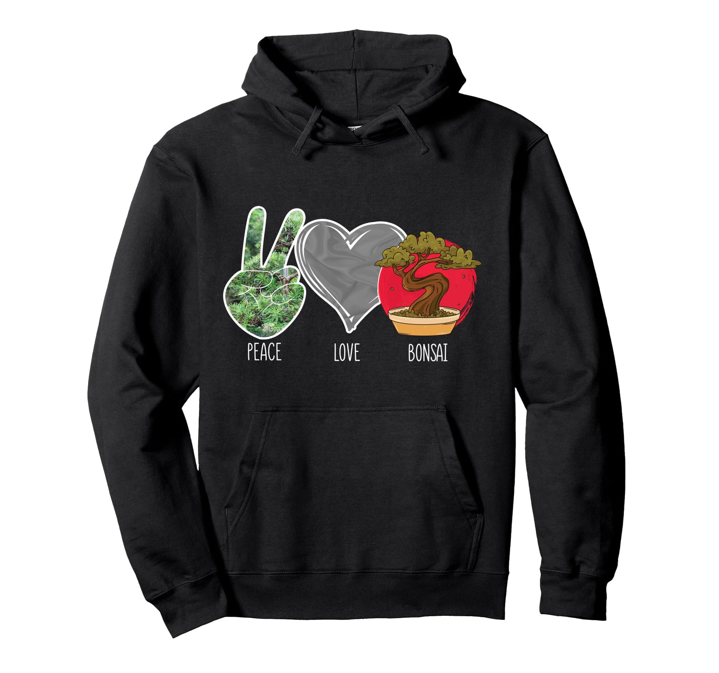 Bonsai Tree Peace Love Bonsai Hoodie - Graphic Print Men Women - T-Shirt, Sweatshirt, Hoodie