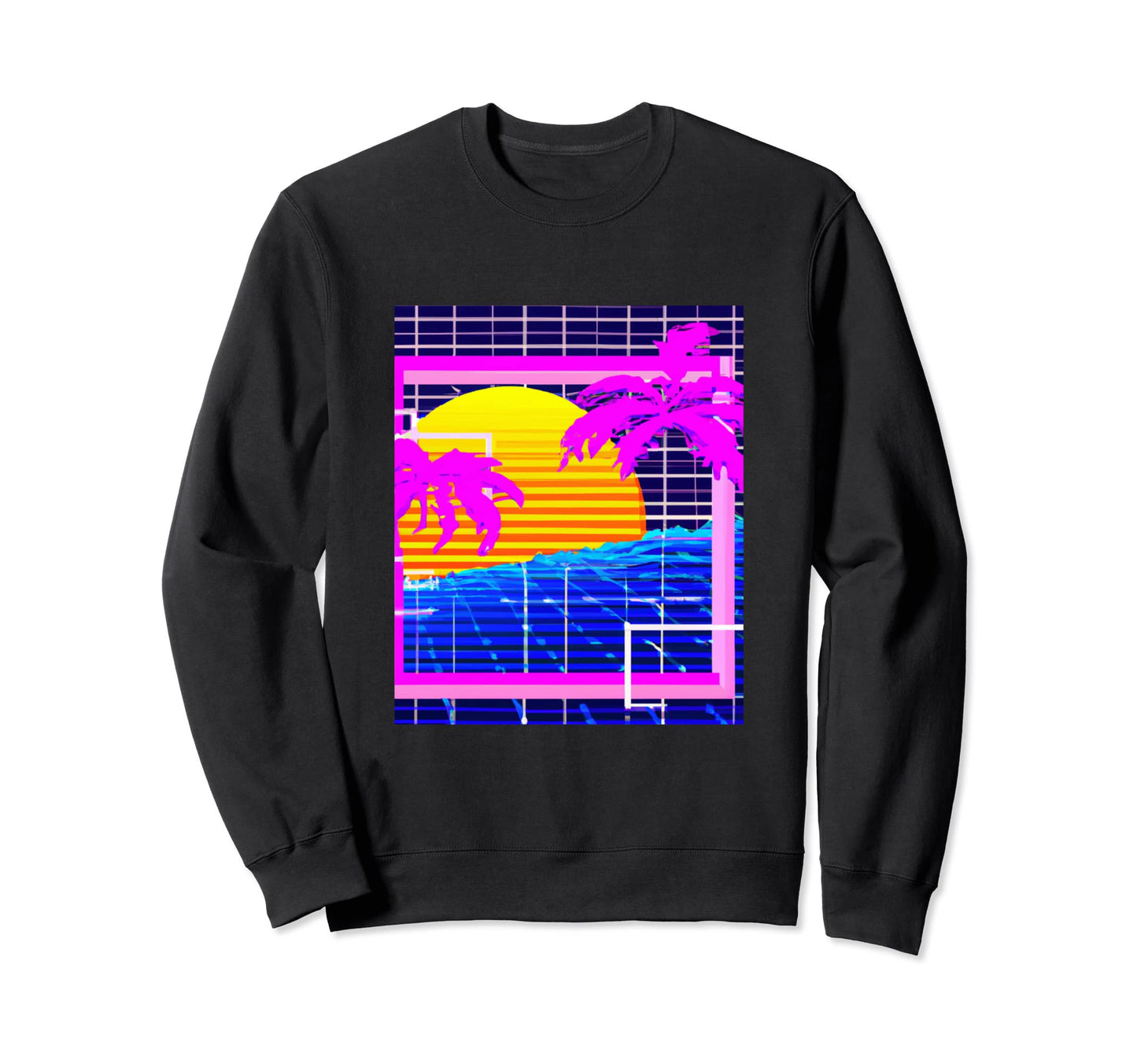 Hawaii Vaporwave Sunset Sweatshirt - Casual Everyday Wear for Adults - T-Shirt, Sweatshirt, Hoodie