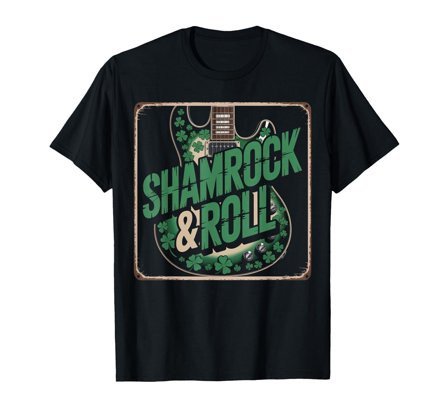 St Patricks Day Shamrock Roll Guitar T-Shirt - Minimalist Print Unisex - T-Shirt, Sweatshirt, Hoodie