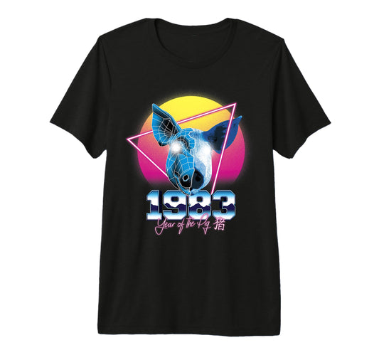 1983 Year Pig 80S Chinese Zodiac T-Shirt - Unique Graphic for Adults - T-Shirt, Sweatshirt, Hoodie