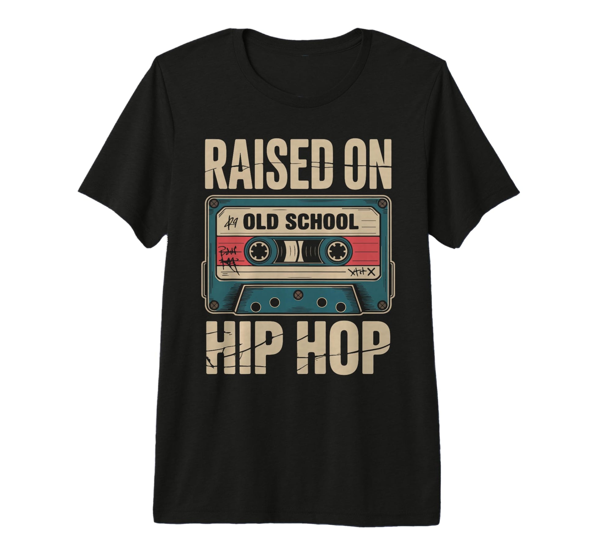 Raised Old School Hip Hop Cassette T-Shirt - Graphic Print Men Women - T-Shirt, Sweatshirt, Hoodie