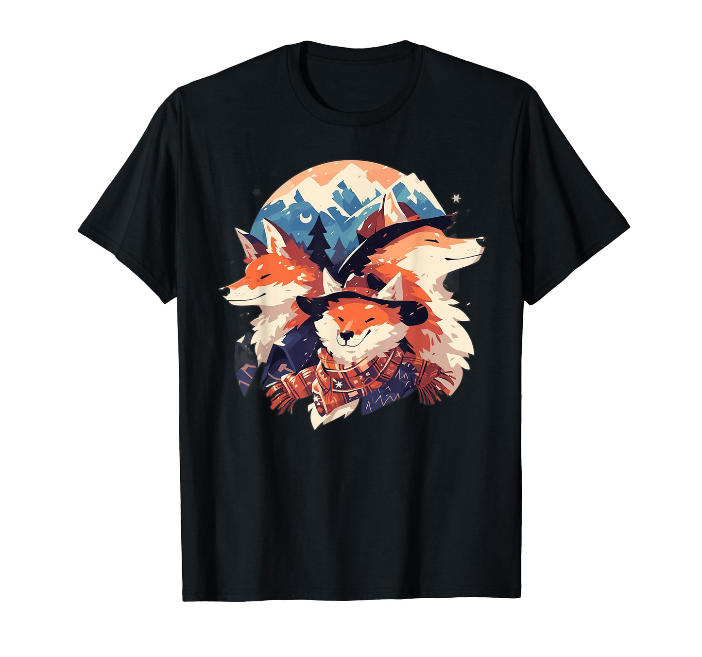 Fox Howling Moon Cowboy Funny T-Shirt - Aesthetic Graphic Men Women - T-Shirt, Sweatshirt, Hoodie