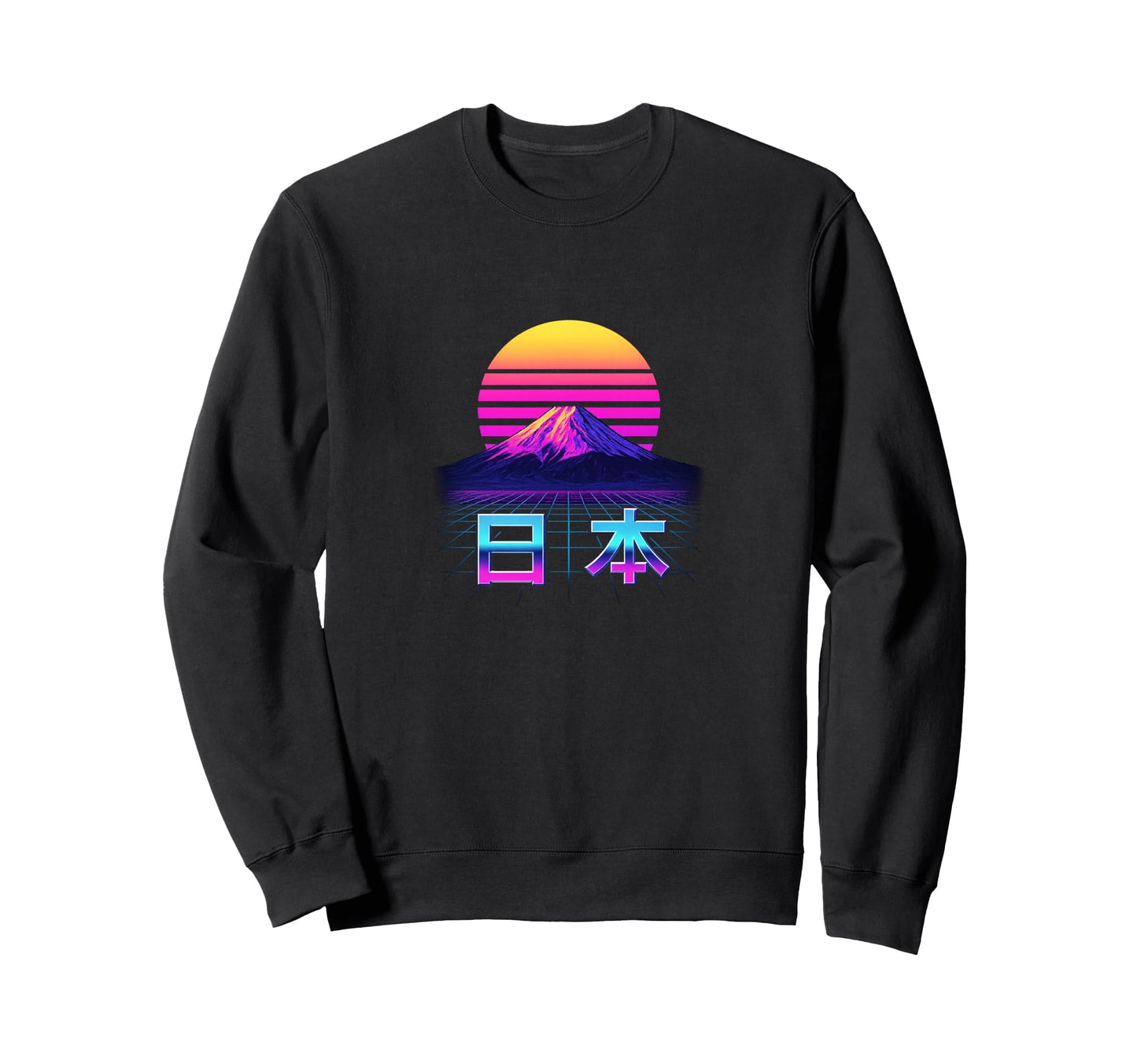 Vaporwave Mt Fuji Japan Aesthetic Sweatshirt - Unique Graphic Men Women - T-Shirt, Sweatshirt, Hoodie