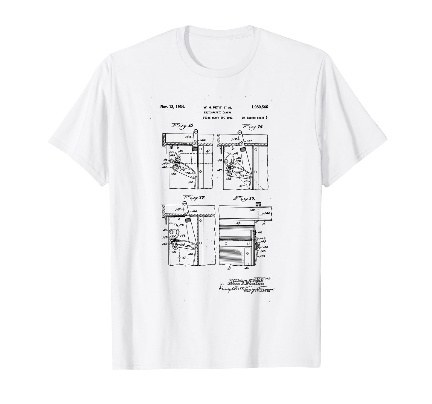 Camera Photographic Patent 1934 Drawing T-Shirt - Trendy Graphic for Adults - T-Shirt, Sweatshirt, Hoodie
