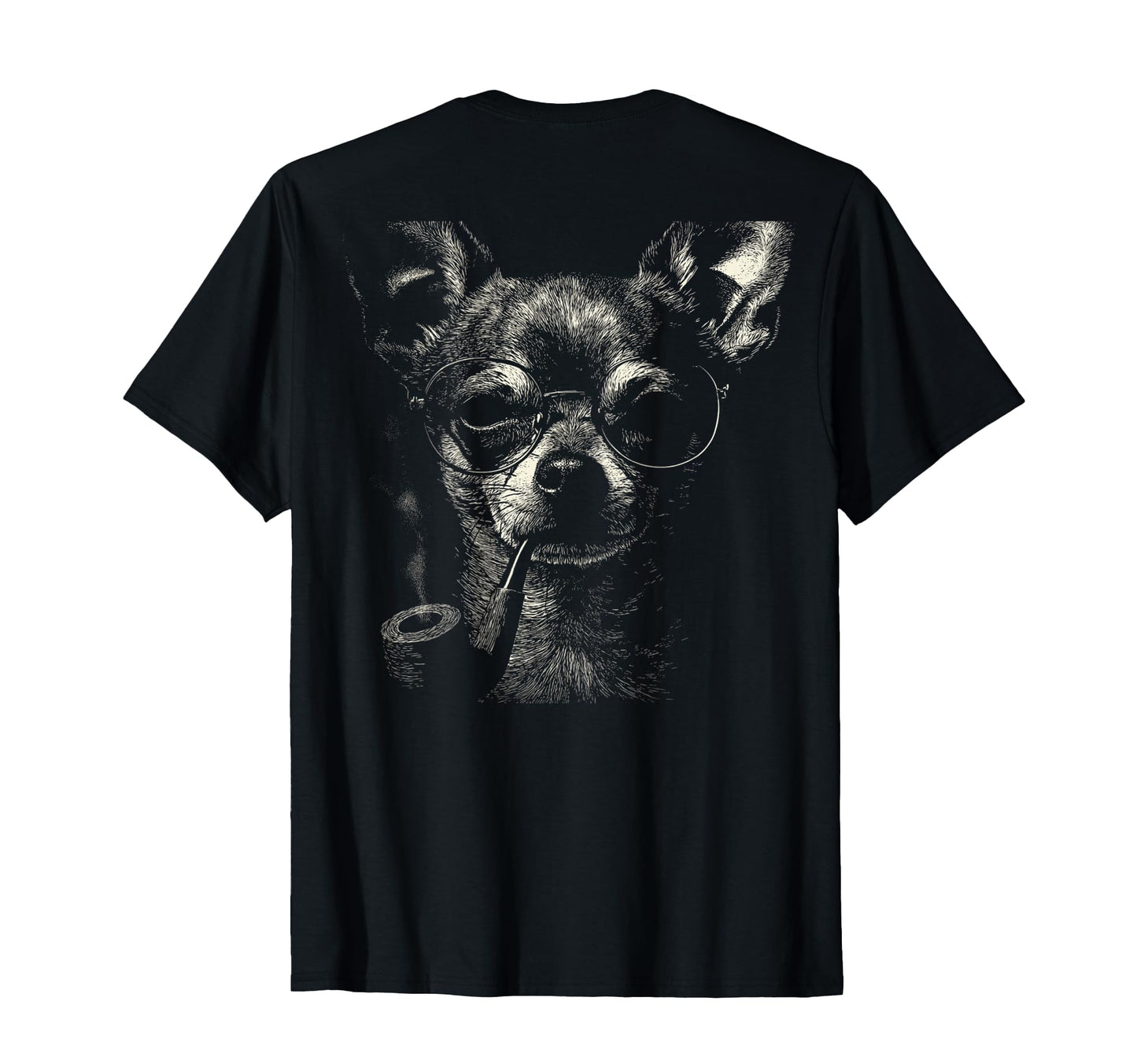 Chihuahua Smoking Pipe Glasses Grunge T-Shirt - Fun Novelty Design Unisex - T-Shirt, Sweatshirt, Hoodie