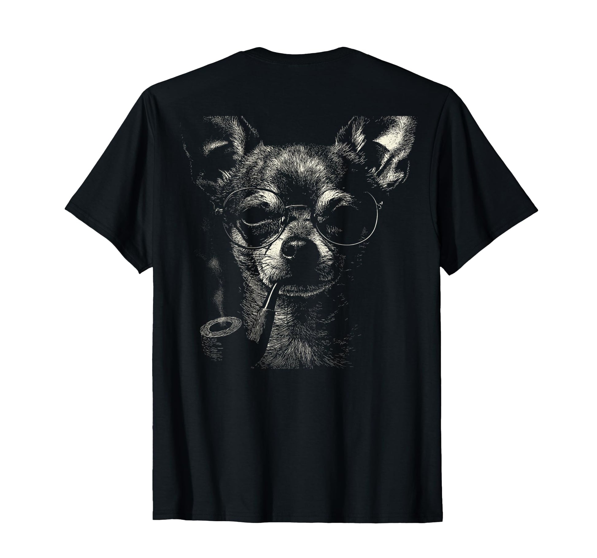 Chihuahua Smoking Pipe Glasses Grunge T-Shirt - Fun Novelty Design Unisex - T-Shirt, Sweatshirt, Hoodie