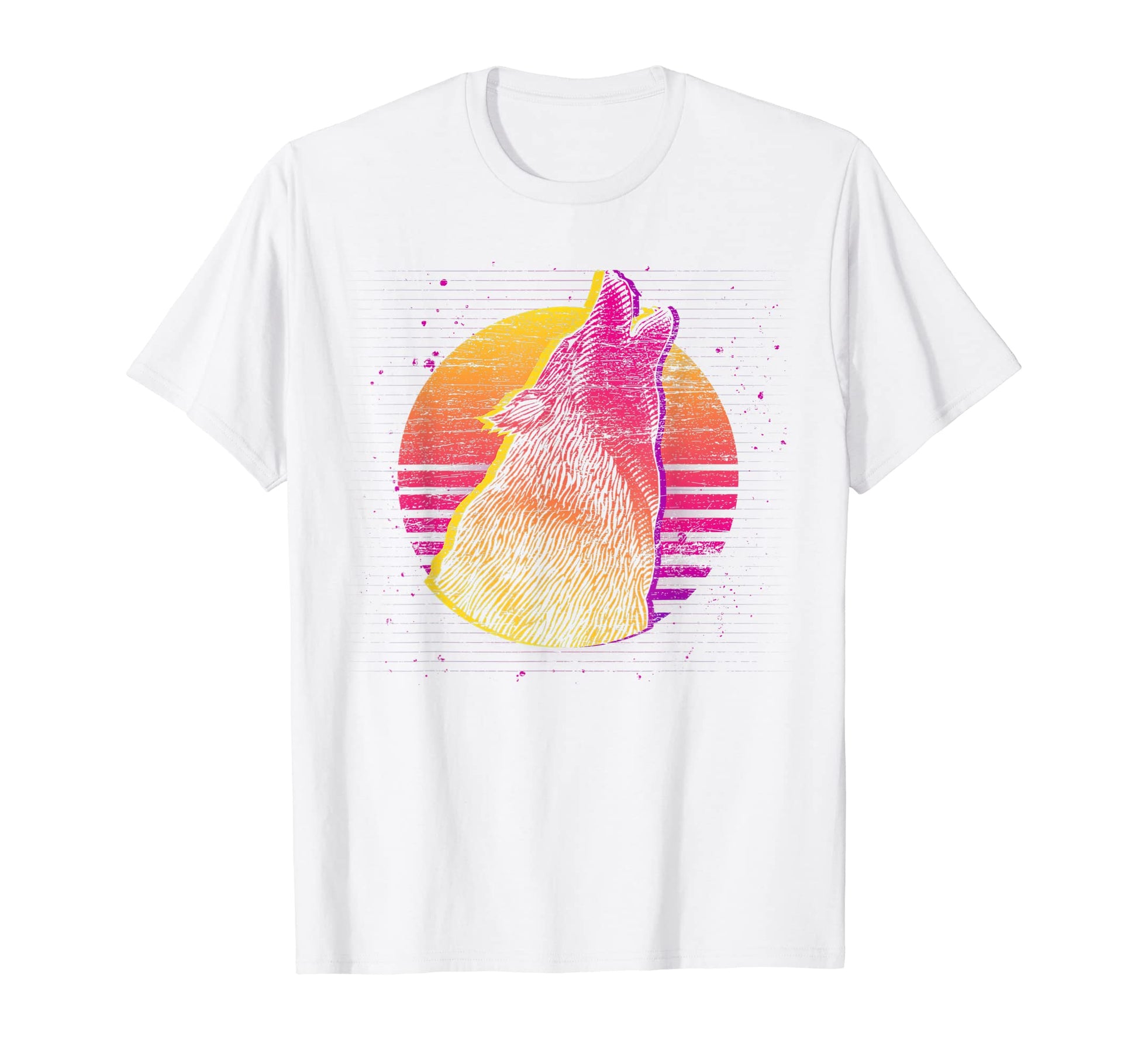 Synthwave 80S Predator Howling Wolf T-Shirt - Streetwear Style Men Women - T-Shirt, Sweatshirt, Hoodie