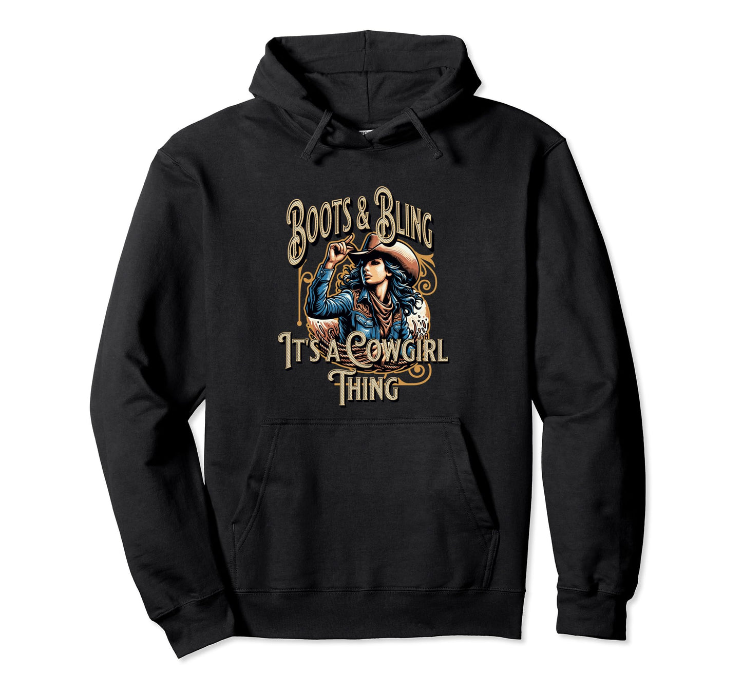 Boots And Bling Its Cowgirl Thing Love Hoodie - Novelty Apparel for Adults - T-Shirt, Sweatshirt, Hoodie