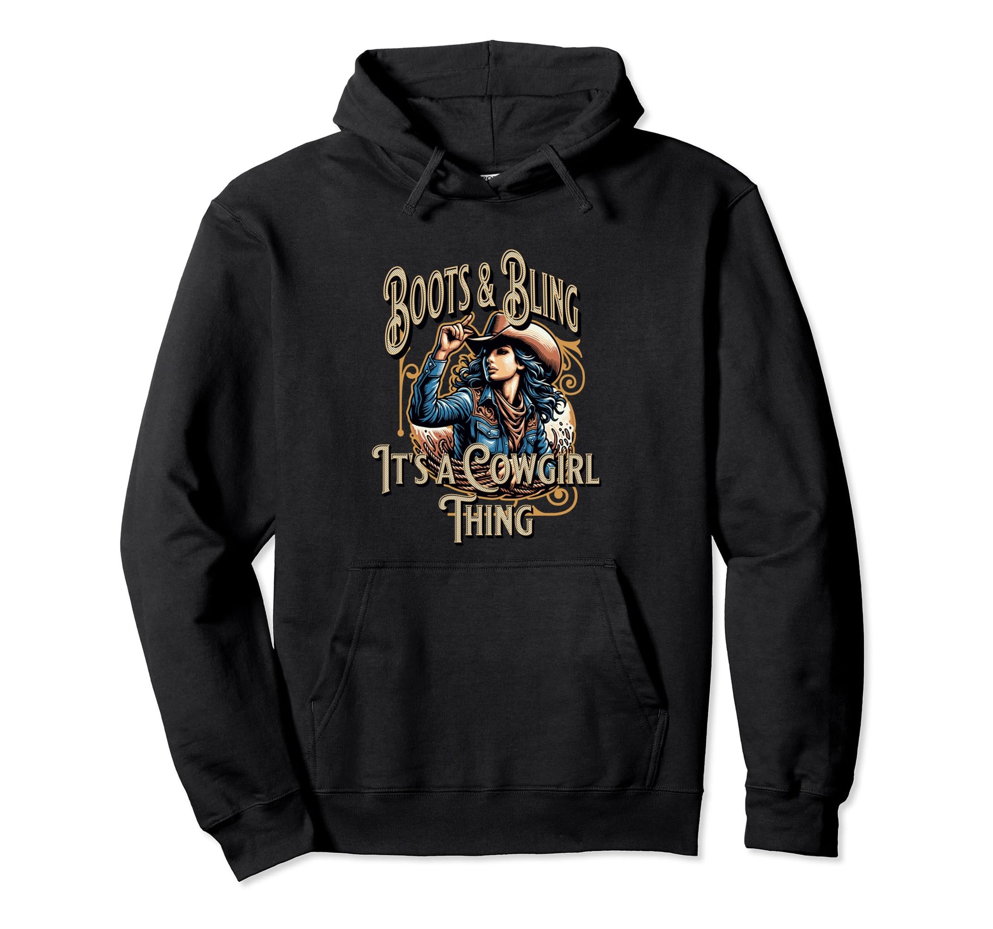Boots And Bling Its Cowgirl Thing Love Hoodie - Novelty Apparel for Adults - T-Shirt, Sweatshirt, Hoodie