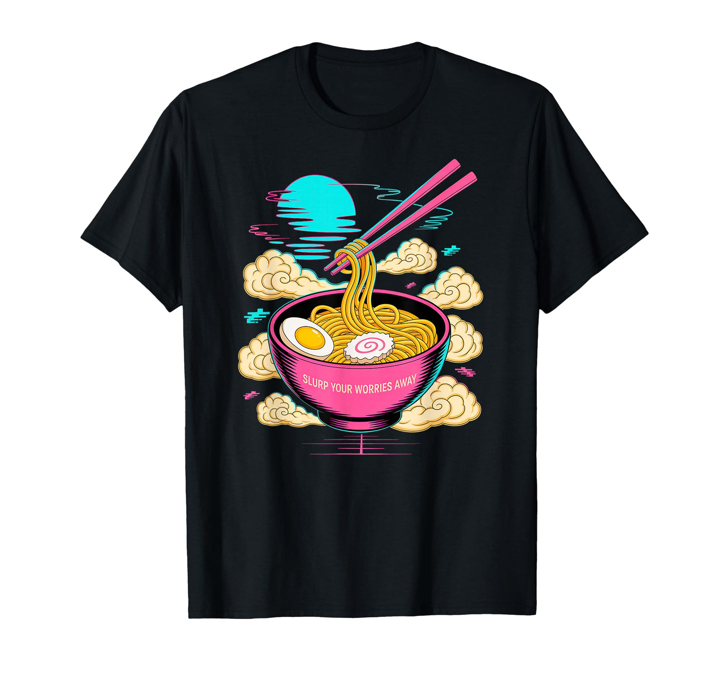 Anime Ramen Bowl Art Vaporwave T-Shirt - Novelty Apparel for Adults - T-Shirt, Sweatshirt, Hoodie