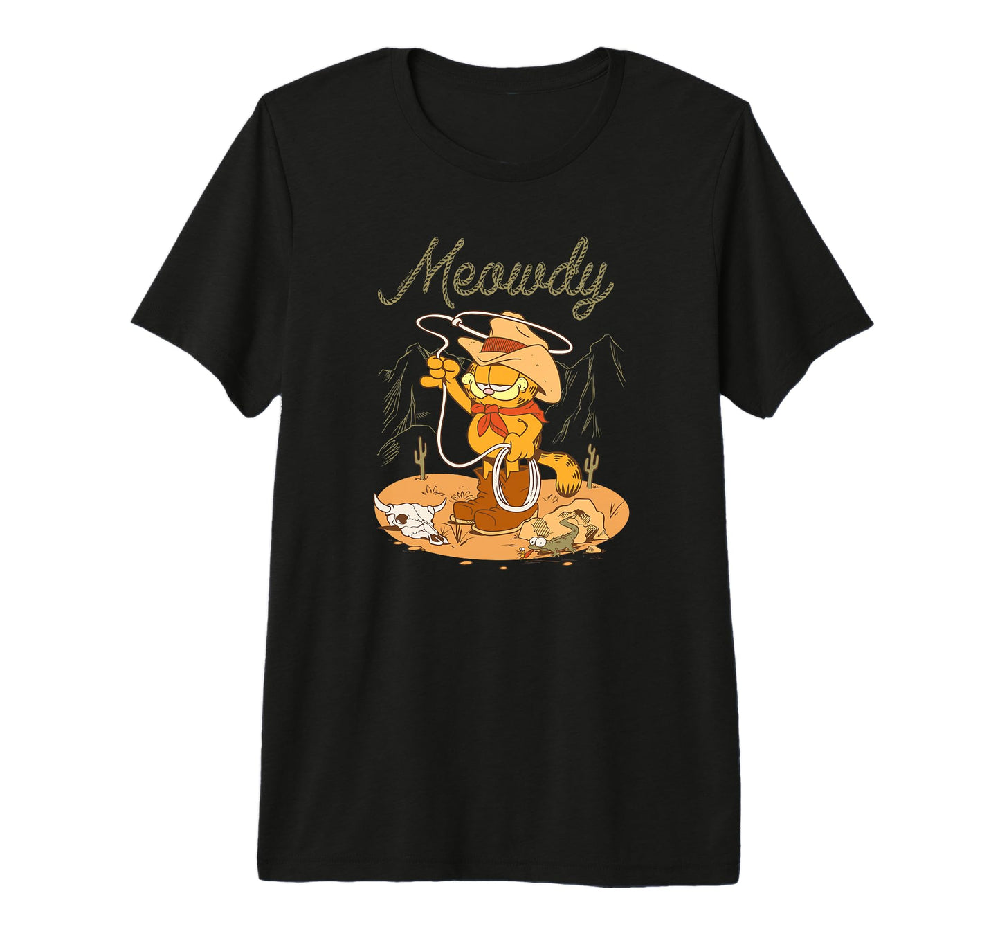 Garfield Meowdy Western Scene Cartoon T-Shirt - Aesthetic Graphic Unisex - T-Shirt, Sweatshirt, Hoodie