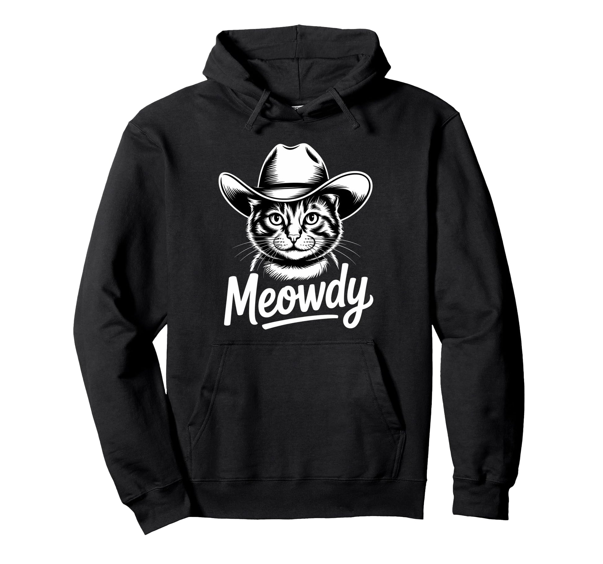 Meowdy Cat Cowboy Cat Western Country Hoodie - Minimalist Print Unisex - T-Shirt, Sweatshirt, Hoodie