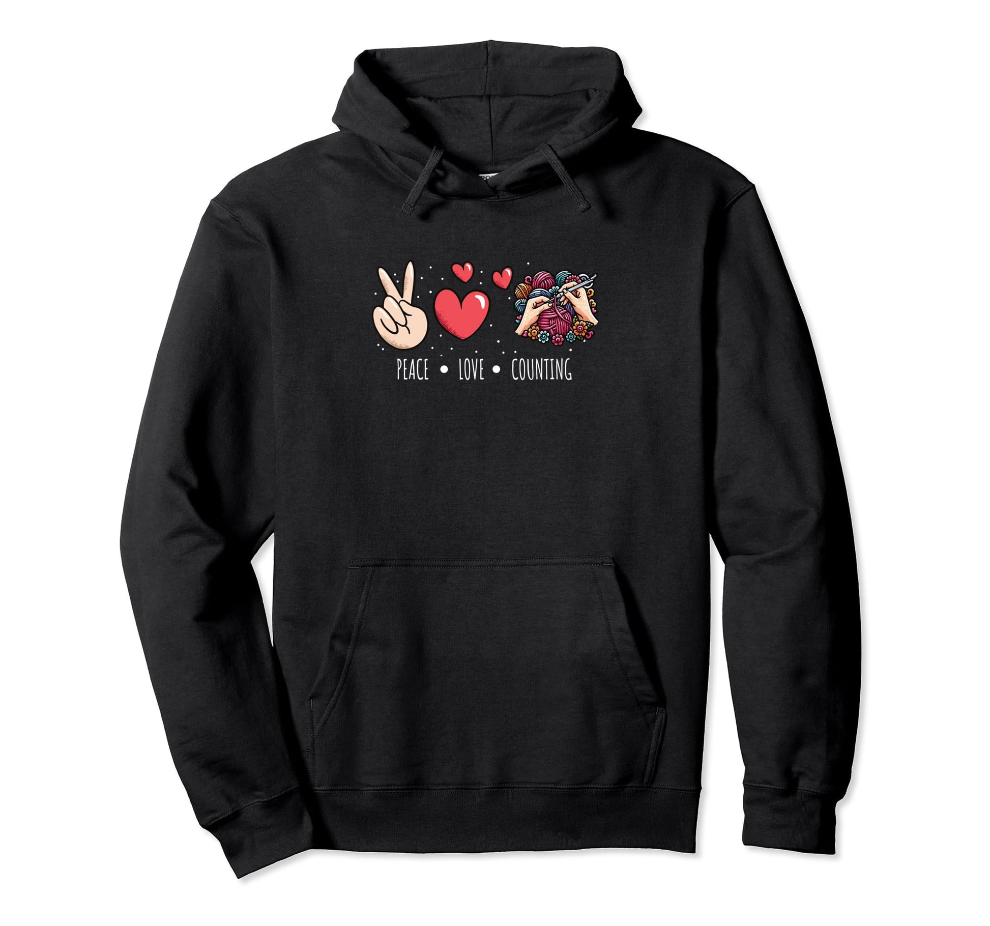 Peace Love Counting Knitting Counting Hoodie - Minimalist Print Men Women - T-Shirt, Sweatshirt, Hoodie