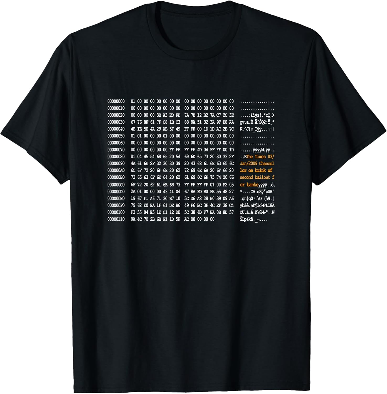 Bitcoin genesis-block code - Adult & Kids T-Shirts, Sweatshirts & Hoodies apparel design preview 1