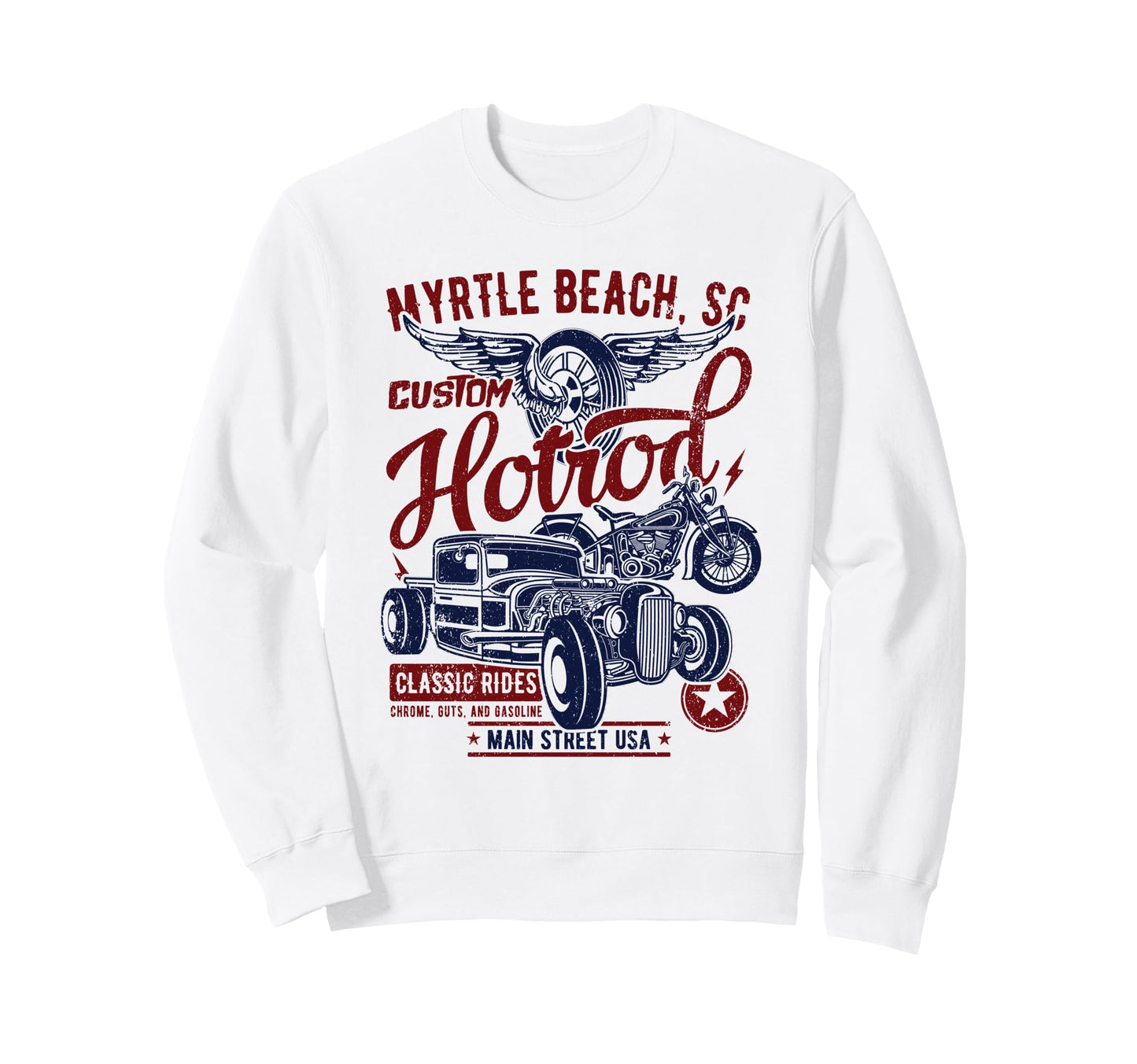 Myrtle Beach Sc Hotrod Car And Sweatshirt - Minimalist Print Men Women - T-Shirt, Sweatshirt, Hoodie