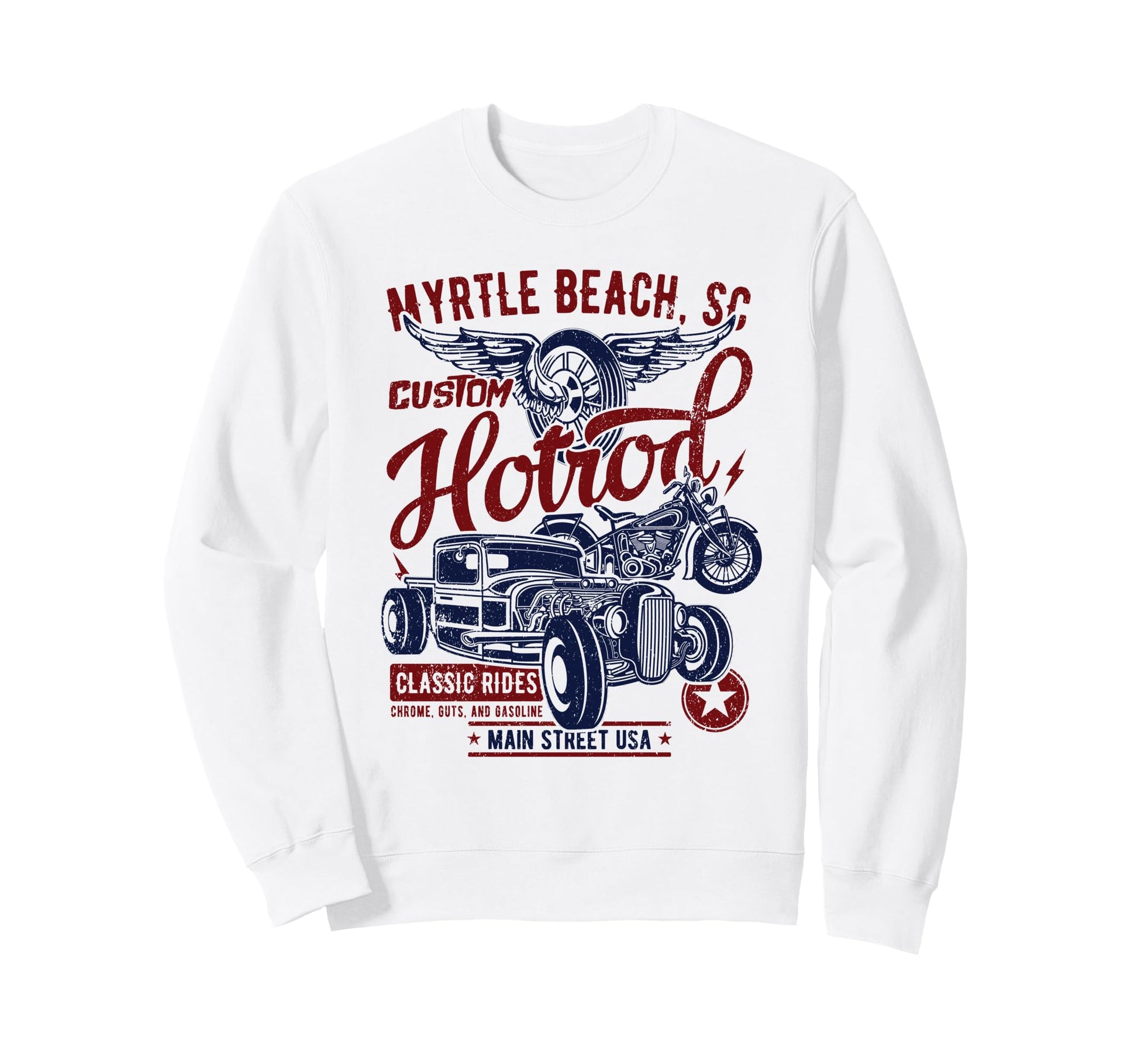 Myrtle Beach Sc Hotrod Car And Sweatshirt - Minimalist Print Men Women - T-Shirt, Sweatshirt, Hoodie