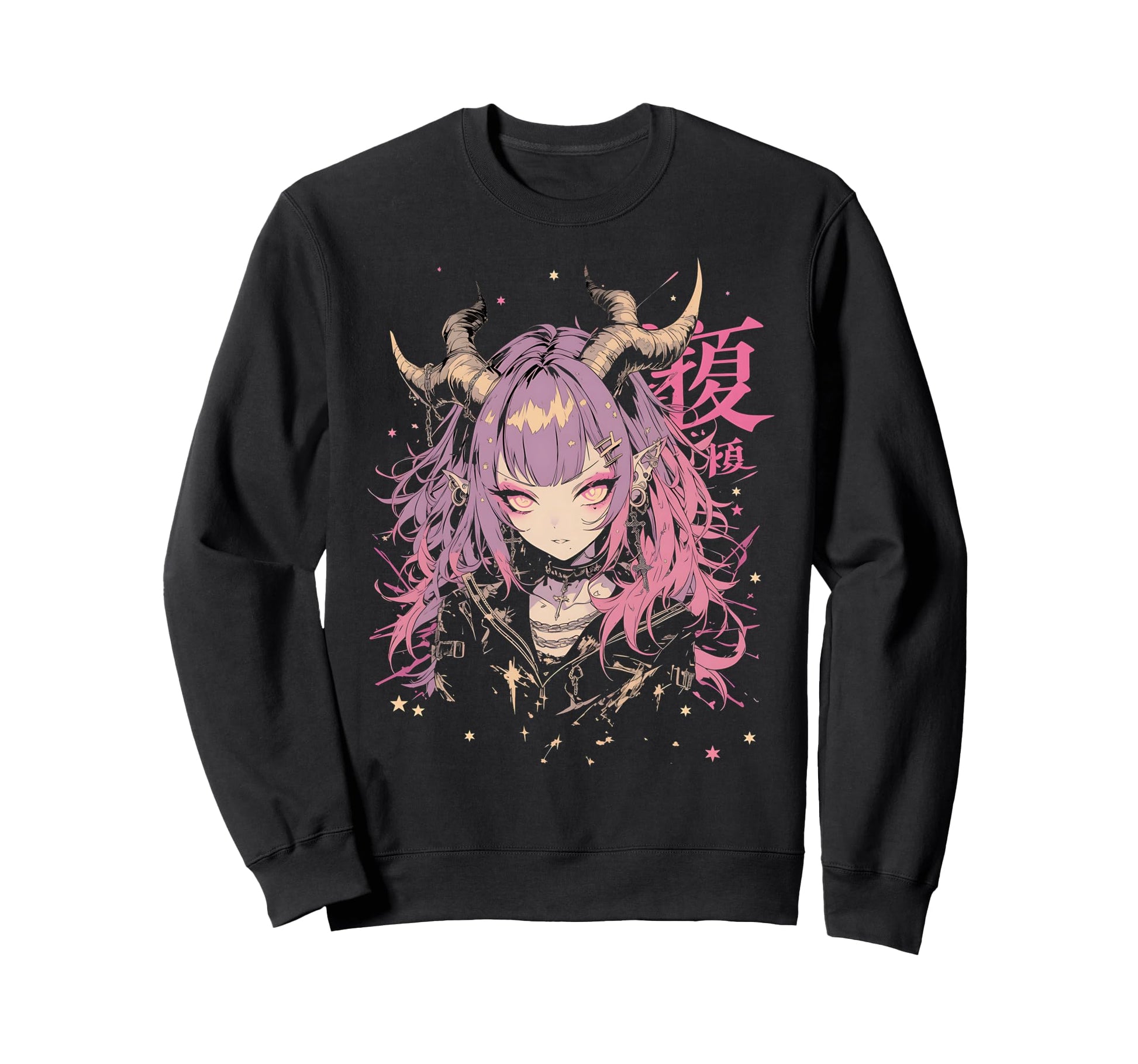 Goth Grunge Demon Anime Waifu Horror Alt Sweatshirt - Graphic Print Unisex - T-Shirt, Sweatshirt, Hoodie