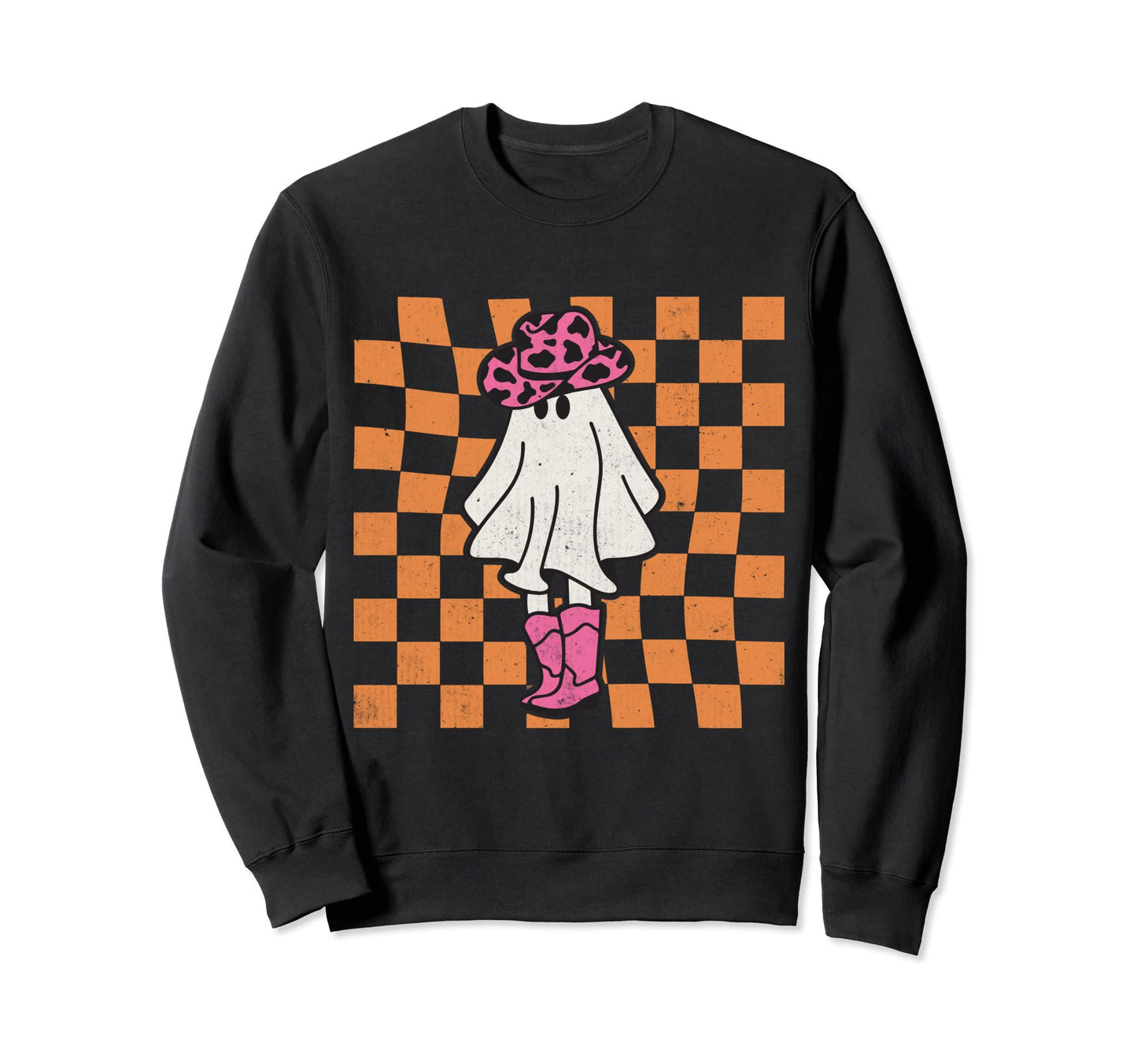 Cowgirl Ghost Western Checkered Sweatshirt - Trendy Graphic for Adults - T-Shirt, Sweatshirt, Hoodie