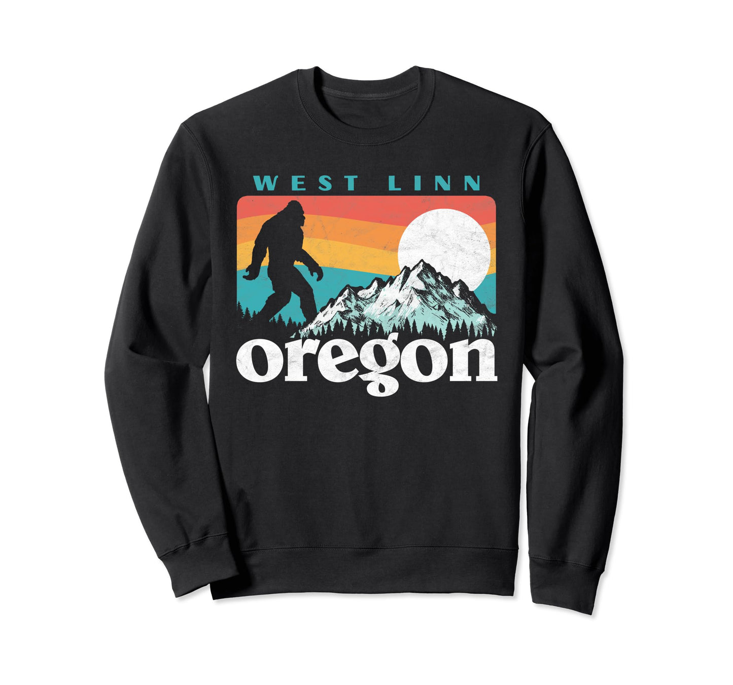 West Linn Oregon 80S Bigfoot Mountains Sweatshirt - Trendy Graphic Unisex - T-Shirt, Sweatshirt, Hoodie