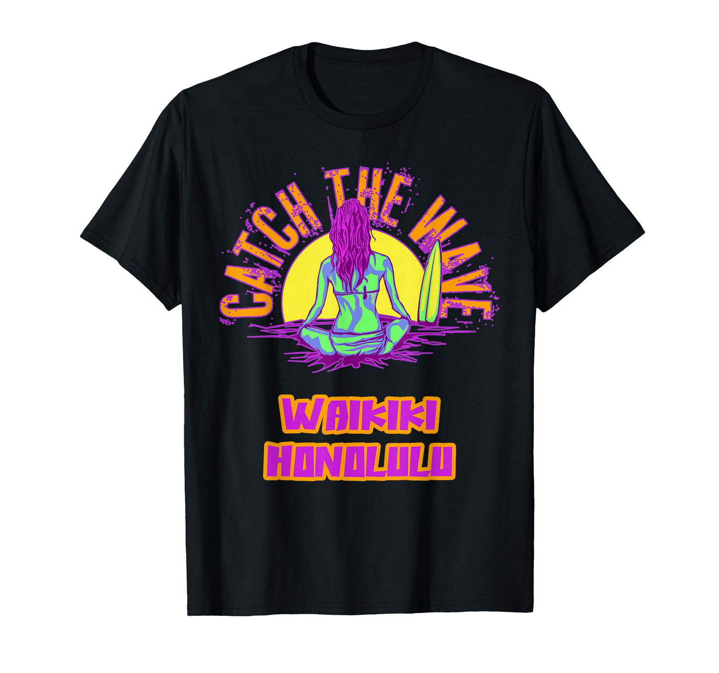 Waikiki Honolulu Surfing Vaporwave T-Shirt - Streetwear Style Unisex - T-Shirt, Sweatshirt, Hoodie