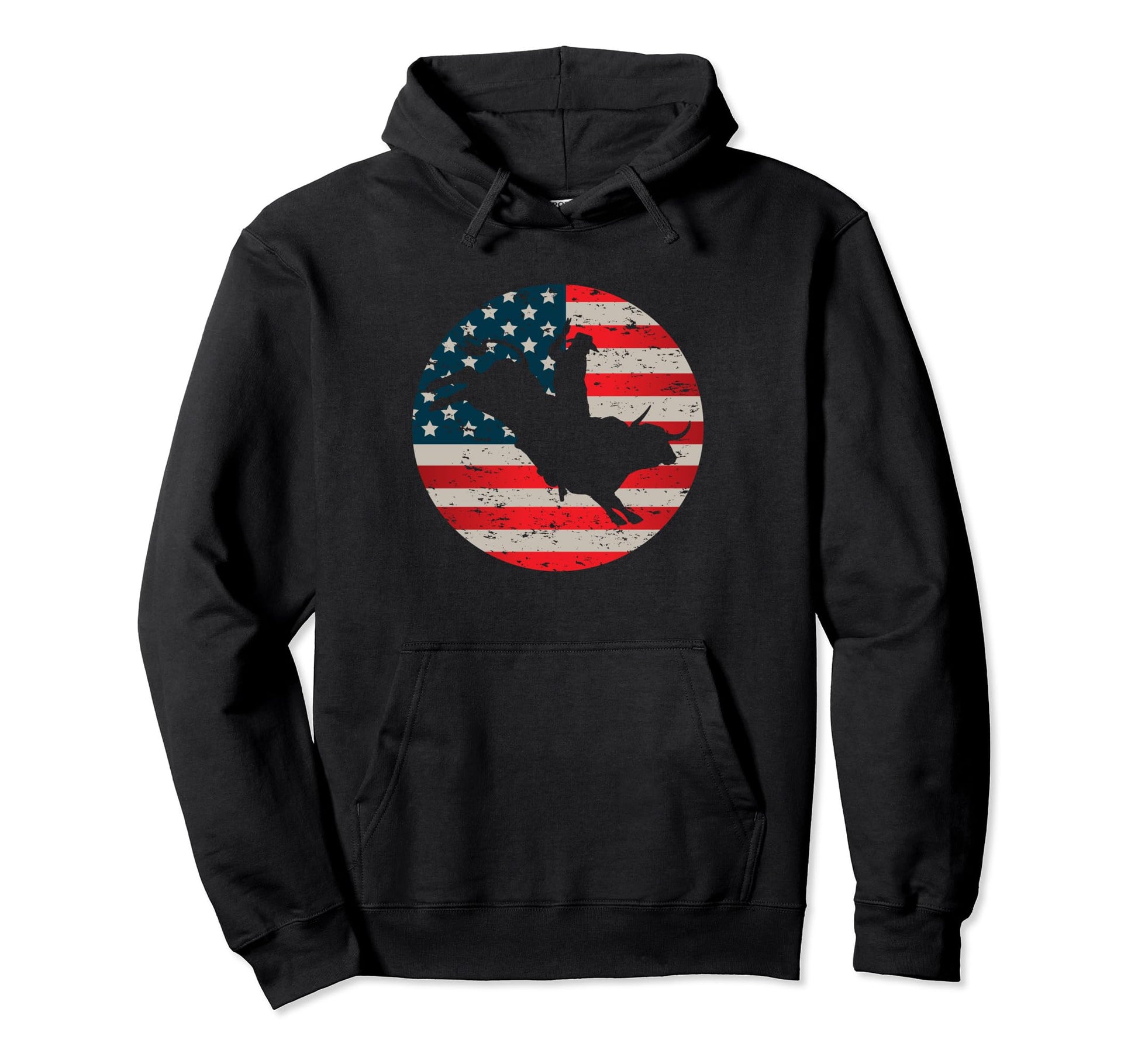 Rodeo 4Th July Usa Flag Cowboy Bull Hoodie - Custom Art Print Men Women - T-Shirt, Sweatshirt, Hoodie