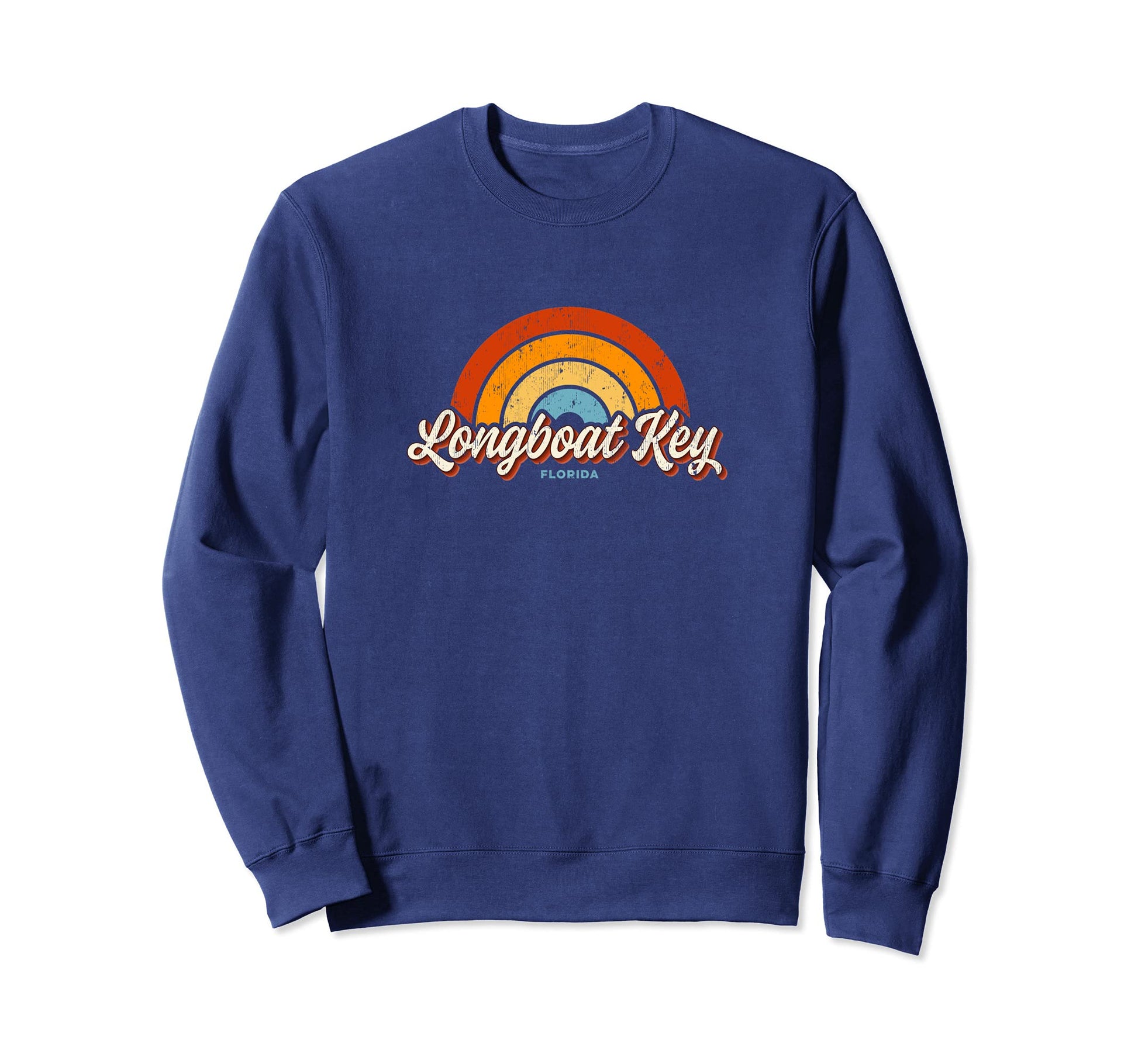 Longboat Key Florida Fl Rainbow 70S Sweatshirt - Novelty Apparel Unisex - T-Shirt, Sweatshirt, Hoodie