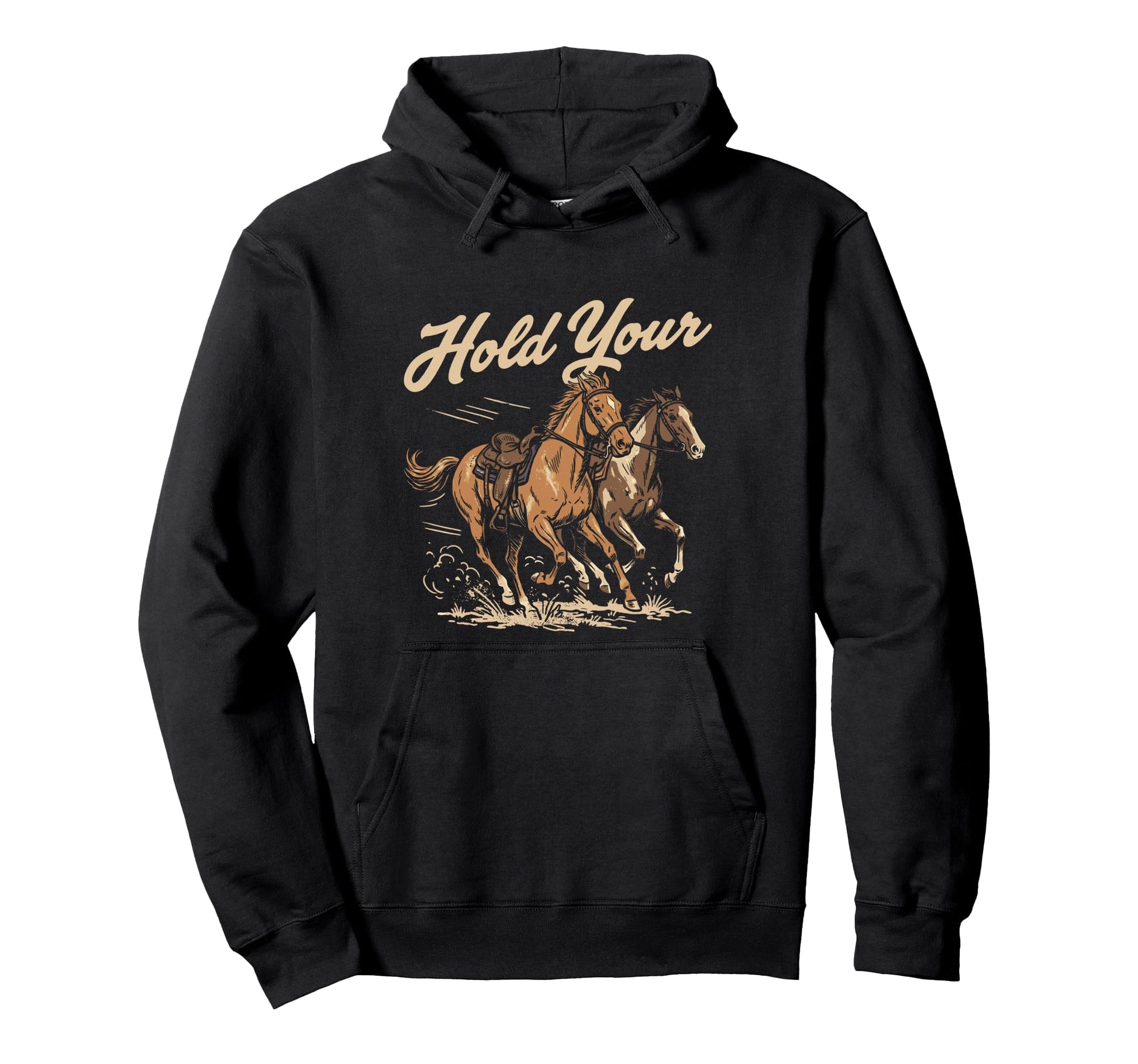 Funny Horse Western Cowboy Hoodie - Aesthetic Graphic for Adults - T-Shirt, Sweatshirt, Hoodie