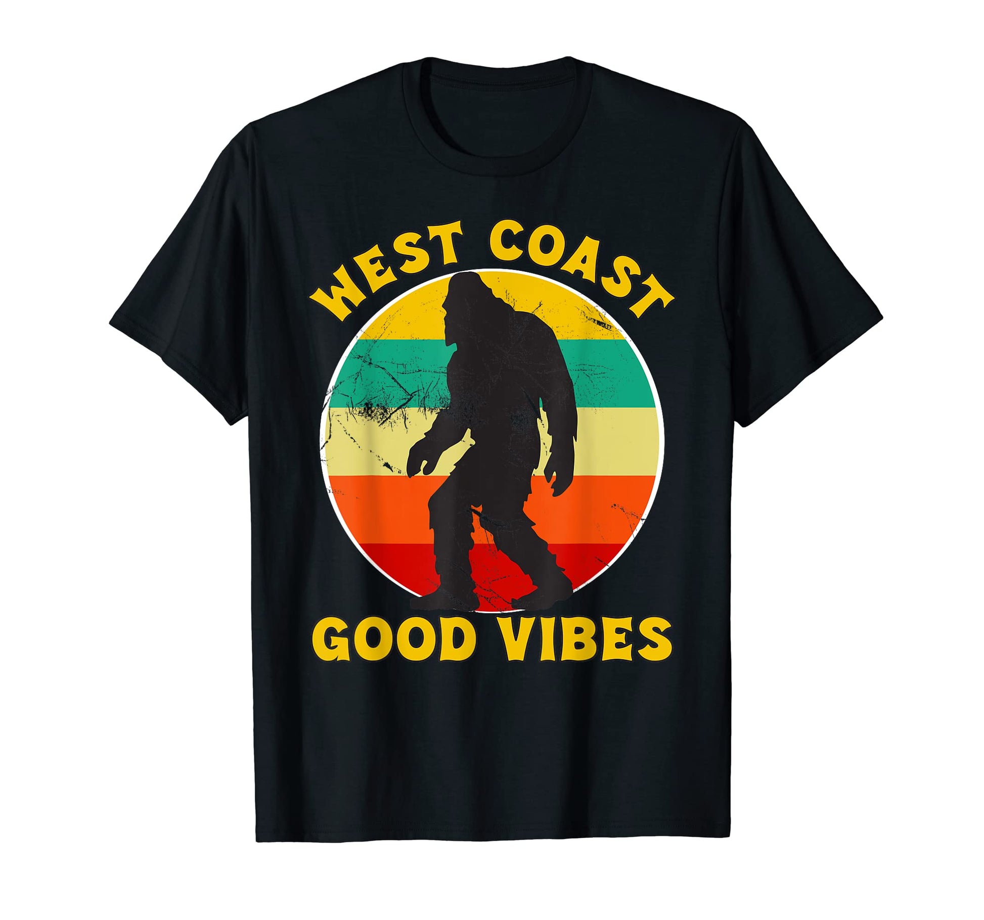 West Coast Good Vibes Bigfoot Sunset T-Shirt - Aesthetic Graphic Men Women - T-Shirt, Sweatshirt, Hoodie
