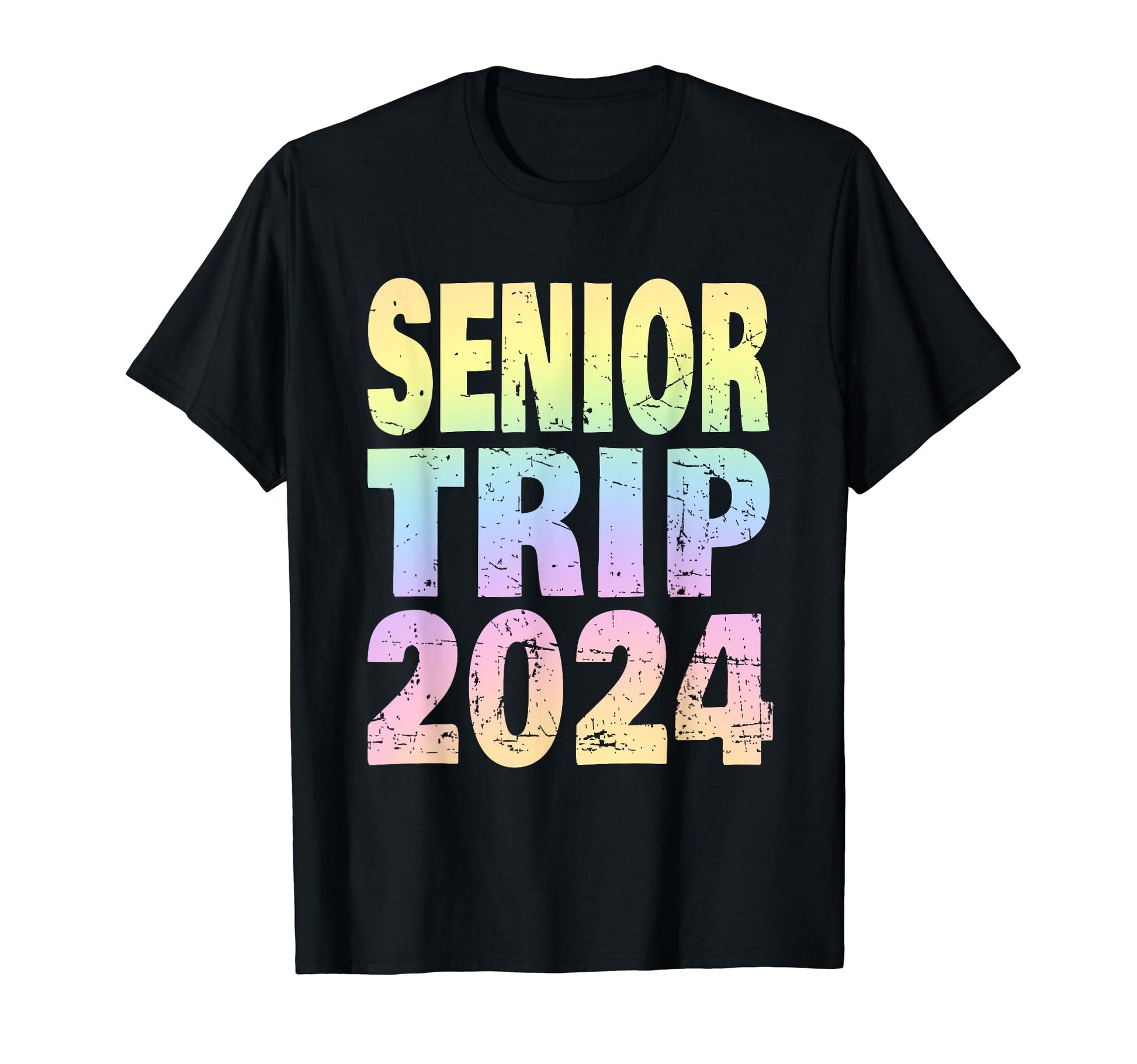 Senior Trip 2024 Pastel Rainbow Text T-Shirt - Novelty Apparel for Adults - T-Shirt, Sweatshirt, Hoodie
