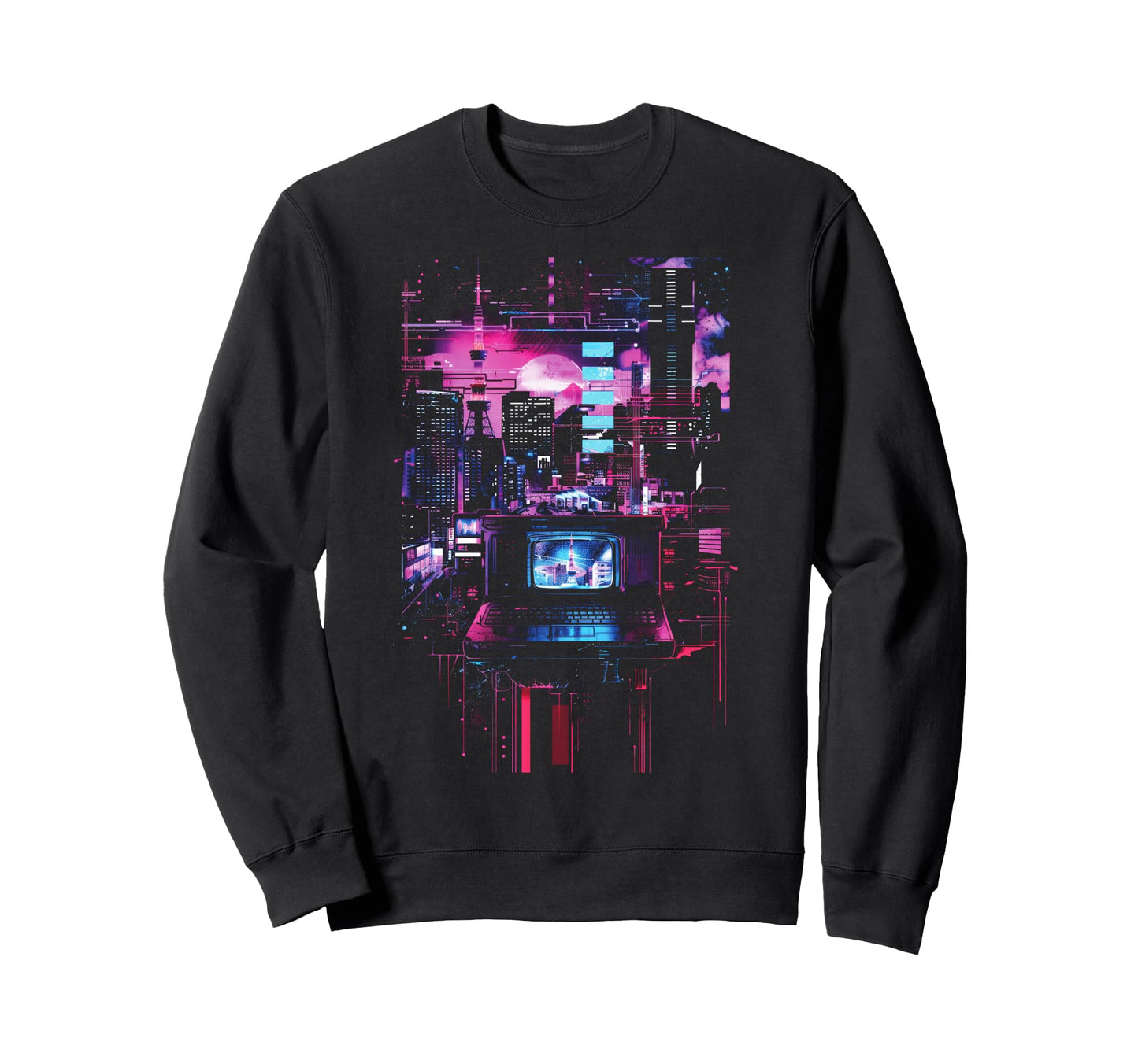 Vaporwave Tokyo Lofi Glitch Sweatshirt - Streetwear Style Unisex - T-Shirt, Sweatshirt, Hoodie
