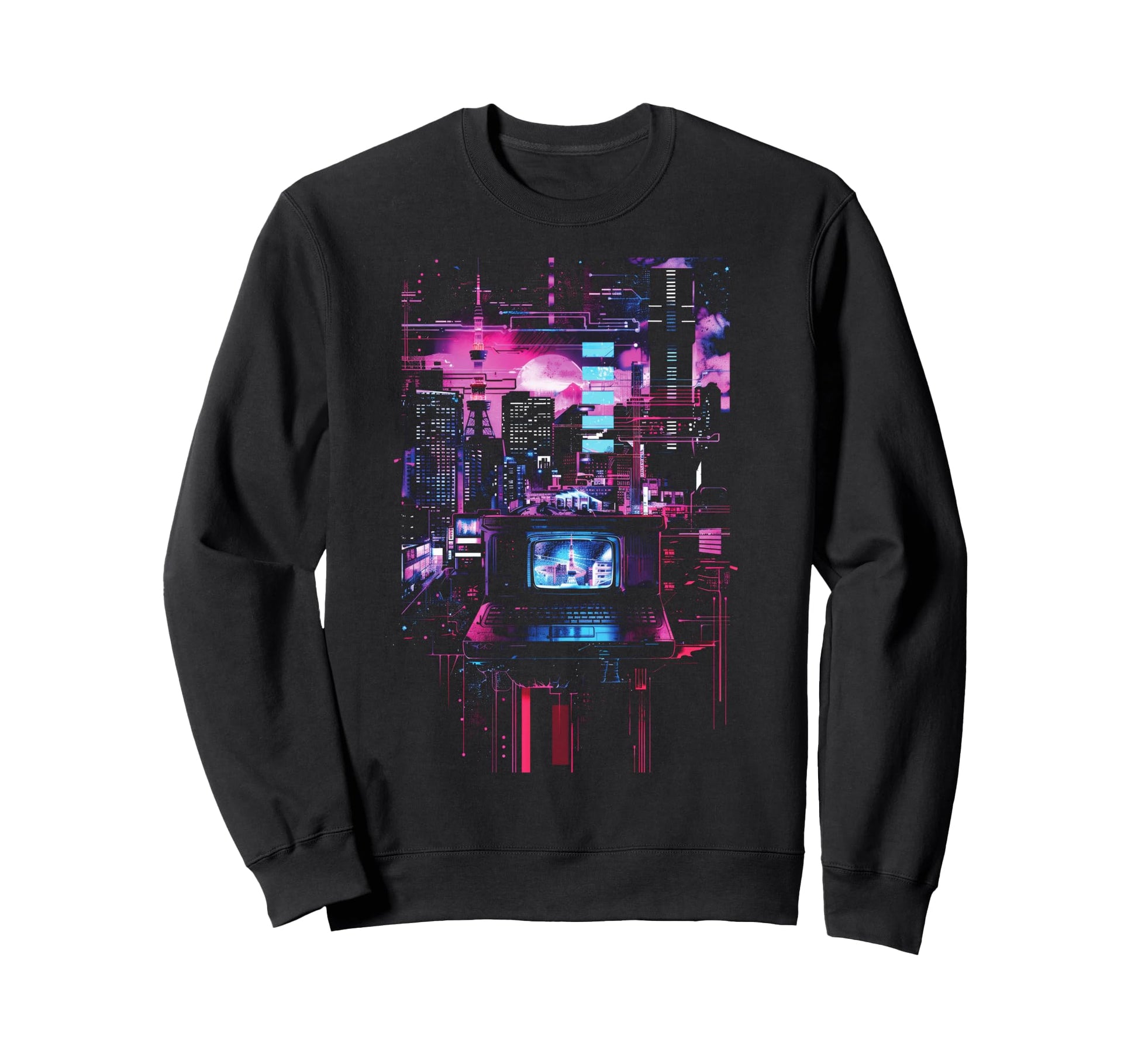 Vaporwave Tokyo Lofi Glitch Sweatshirt - Streetwear Style Unisex - T-Shirt, Sweatshirt, Hoodie