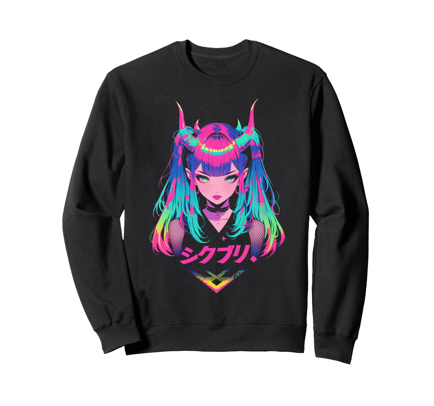 Goth Grunge Demon Anime Waifu Horror Sweatshirt - Trendy Graphic Men Women - T-Shirt, Sweatshirt, Hoodie