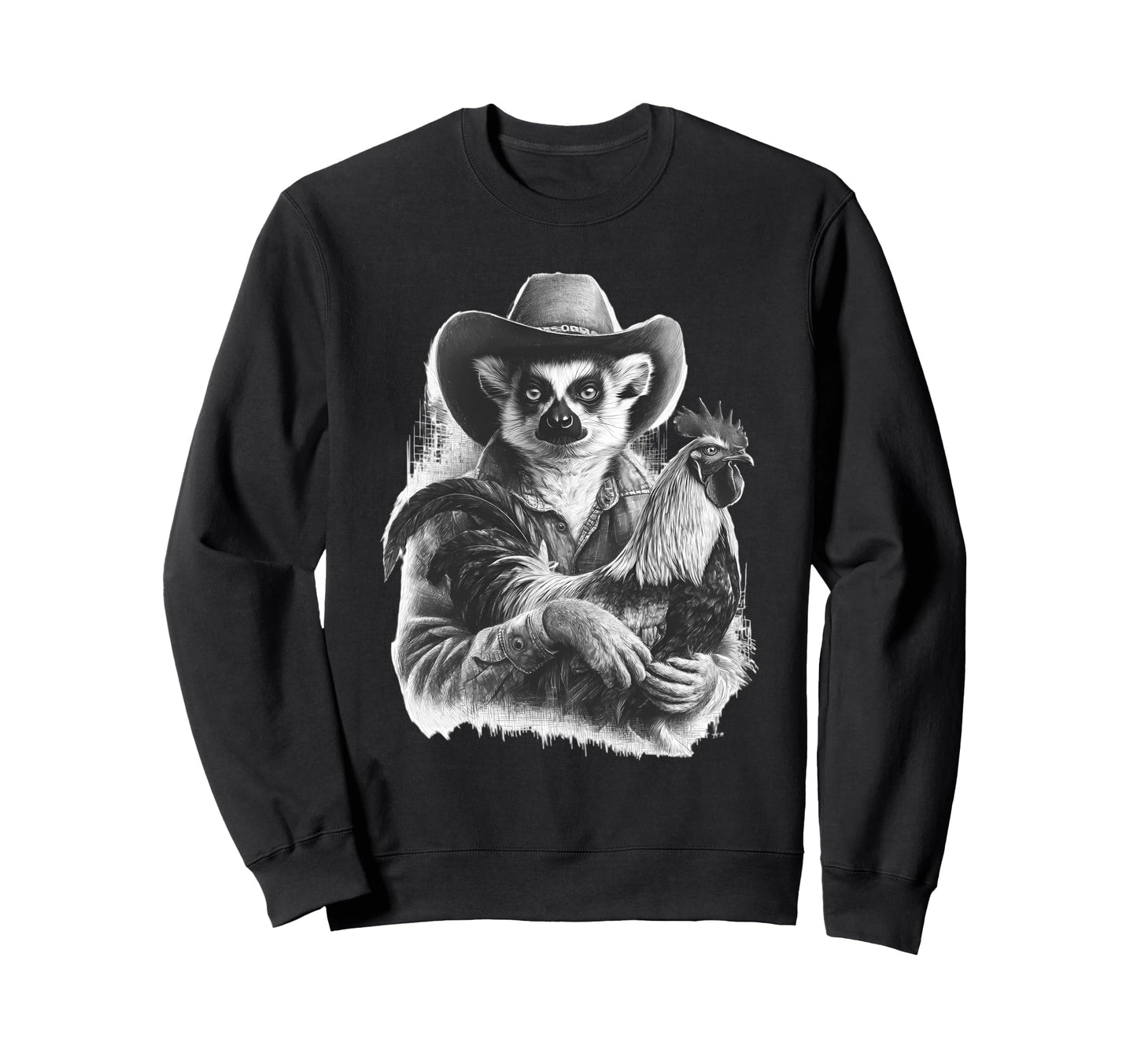 Lemur Cowboy Rodeo Cowgirl Western Sweatshirt - Graphic Print Unisex - T-Shirt, Sweatshirt, Hoodie