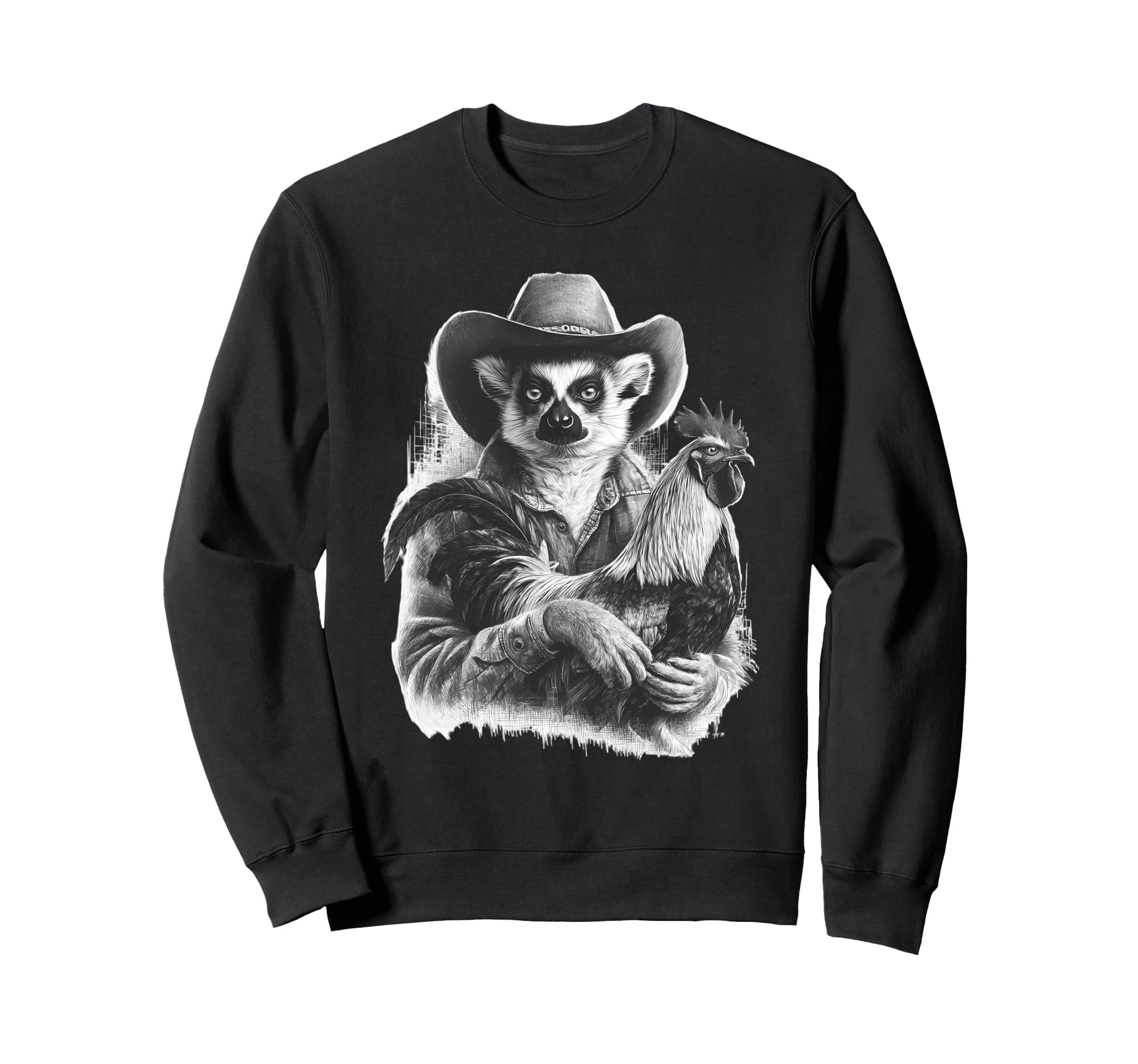 Lemur Cowboy Rodeo Cowgirl Western Sweatshirt - Graphic Print Unisex - T-Shirt, Sweatshirt, Hoodie